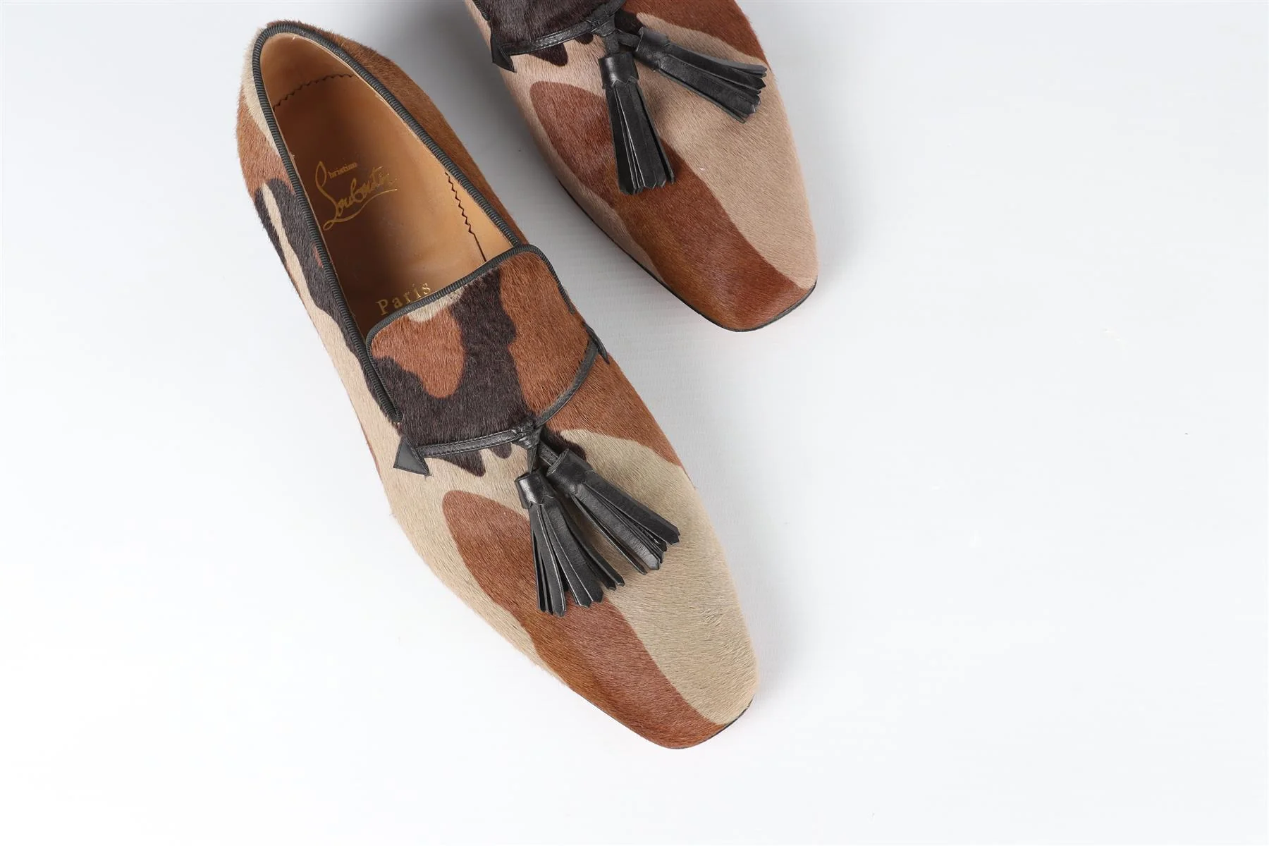 CHRISTIAN LOUBOUTIN BROWN MEN'S CALF HAIR LOAFERS EU 42 UK 8 US 9 - Image 4