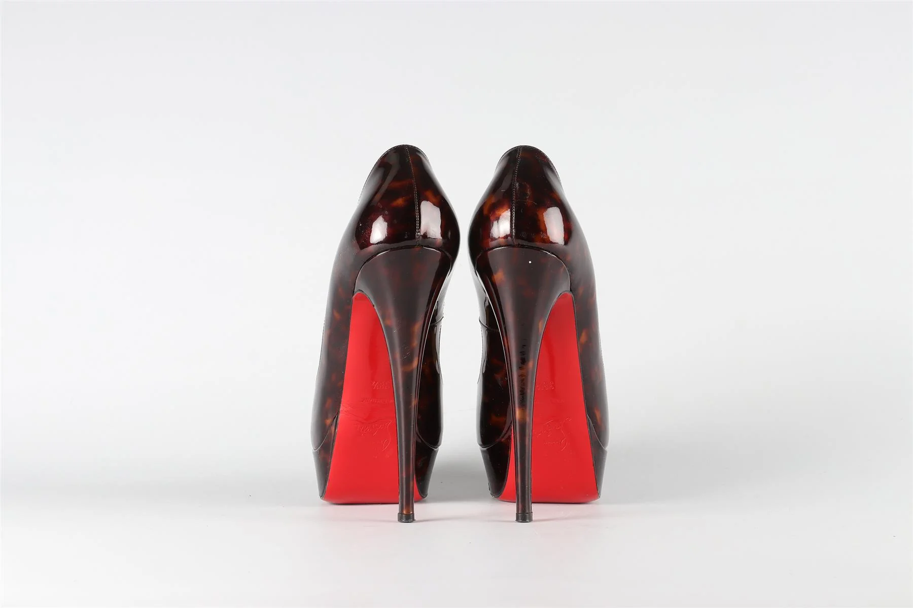 CHRISTIAN LOUBOUTIN BROWN PATENT LEATHER PLATFORM PUMPS EU 38.5 UK 5.5 US 8.5 - Image 5