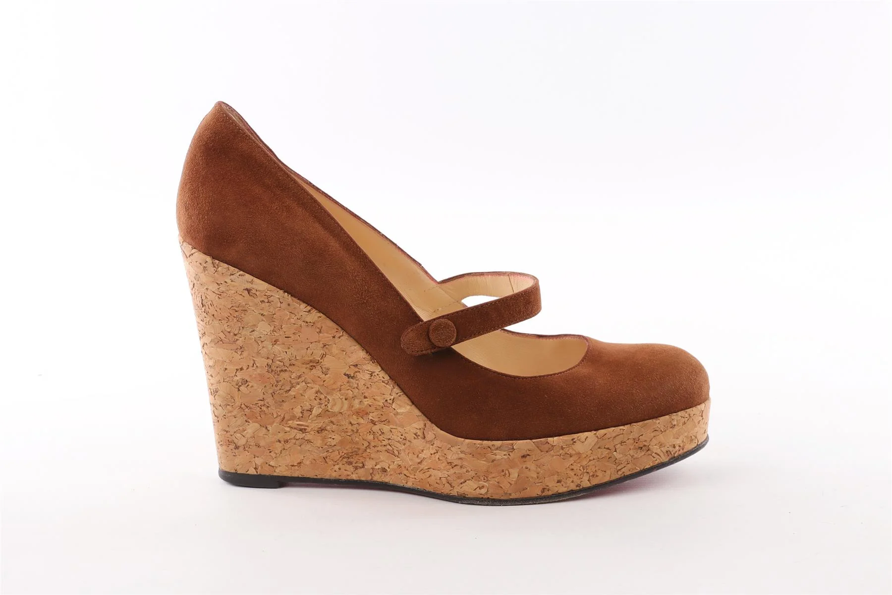 CHRISTIAN LOUBOUTIN BROWN SUEDE WEDGES EU 40 UK 7 US 10 - Image 2