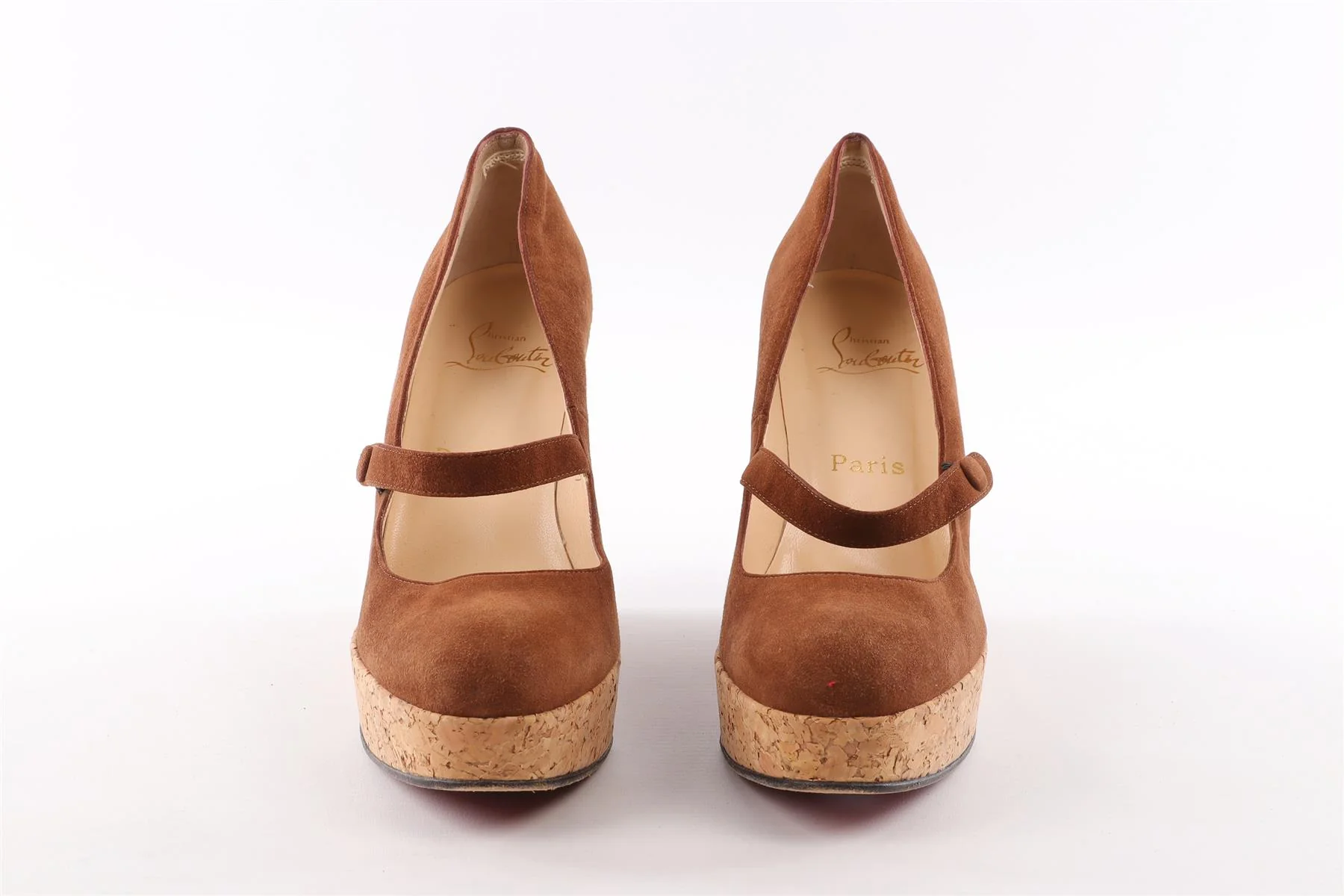 CHRISTIAN LOUBOUTIN BROWN SUEDE WEDGES EU 40 UK 7 US 10 - Image 3