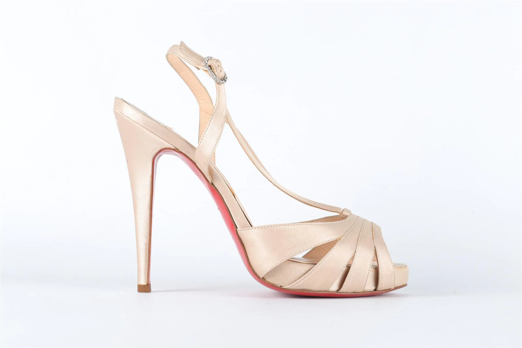 CHRISTIAN LOUBOUTIN GOLD SATIN SANDALS EU 38 UK 5 US 8 - Image 2