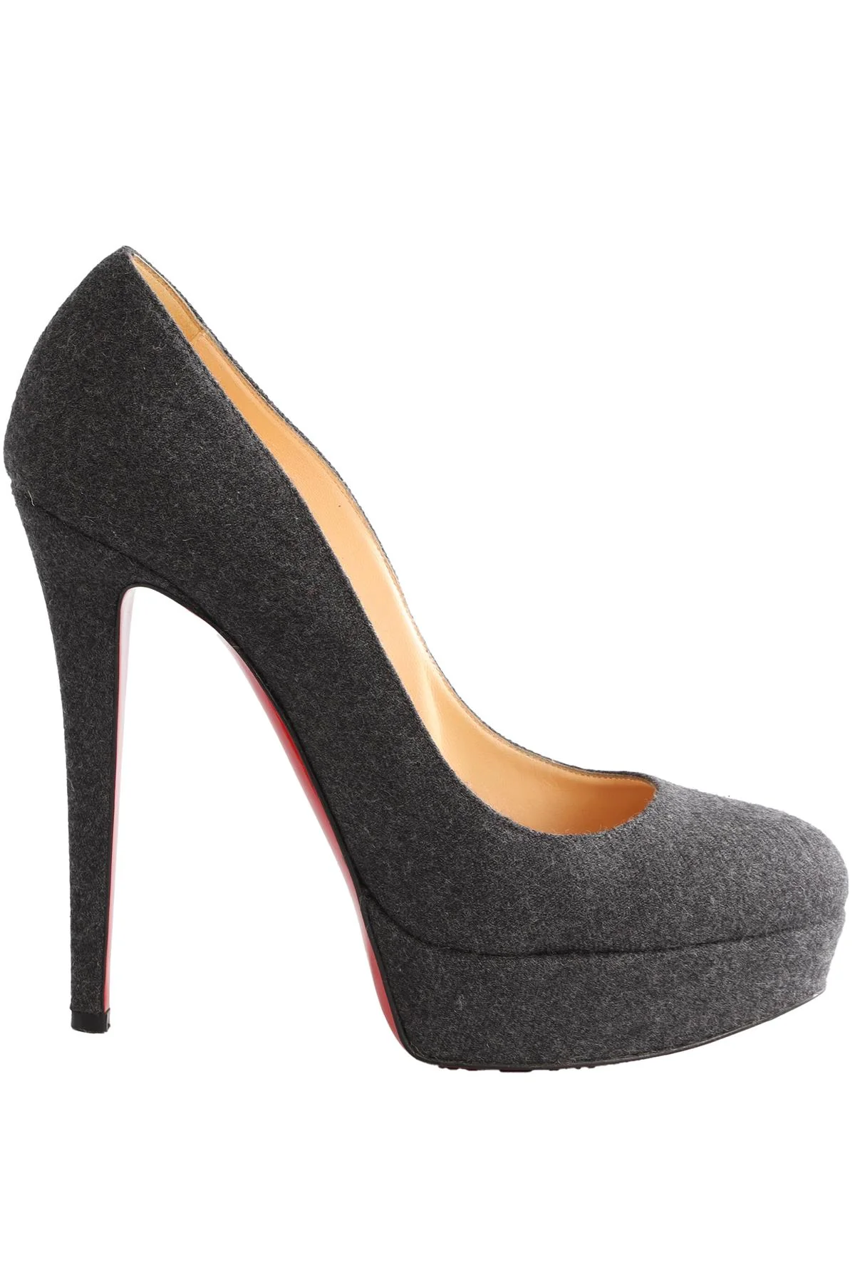 CHRISTIAN LOUBOUTIN GREY FELT PLATFORM PUMPS EU 39 UK 6 US 9