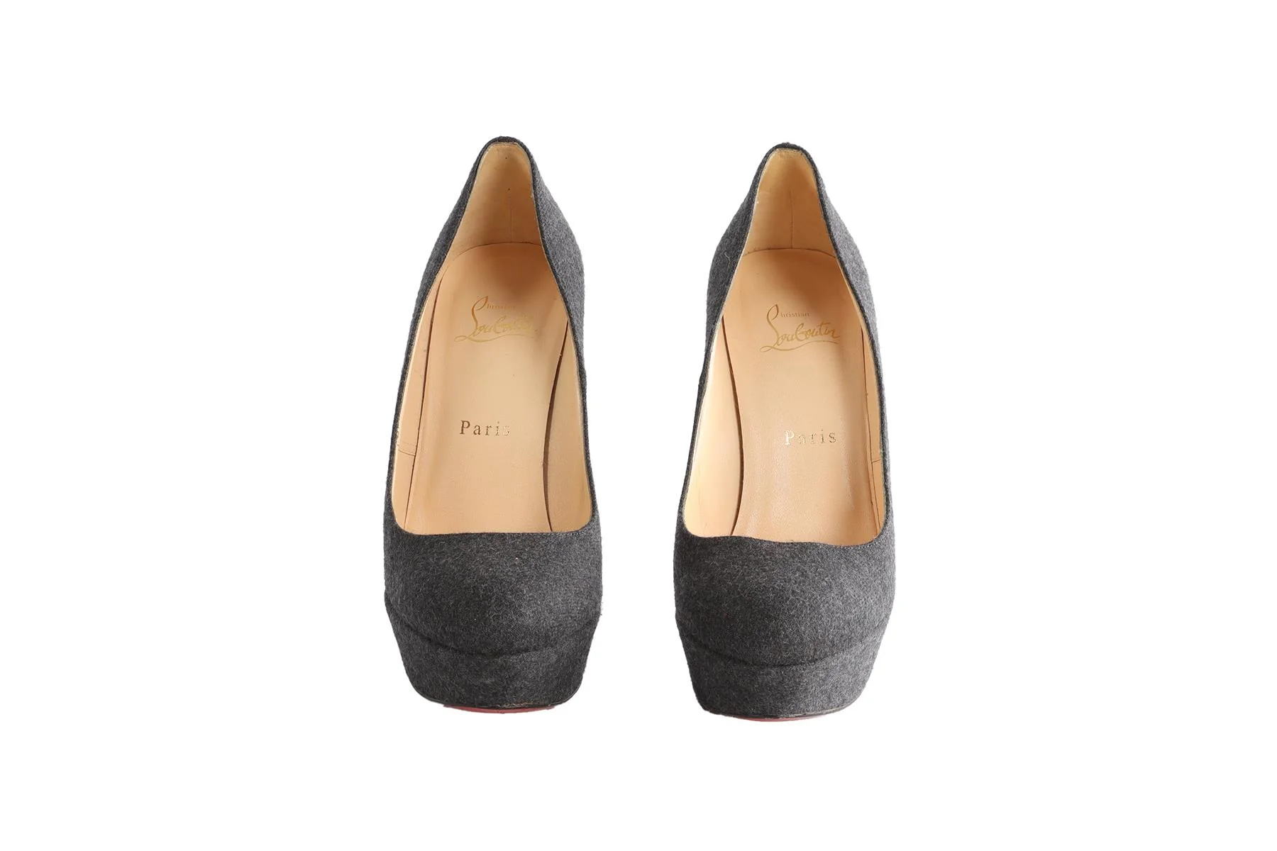 CHRISTIAN LOUBOUTIN GREY FELT PLATFORM PUMPS EU 39 UK 6 US 9 - Image 3