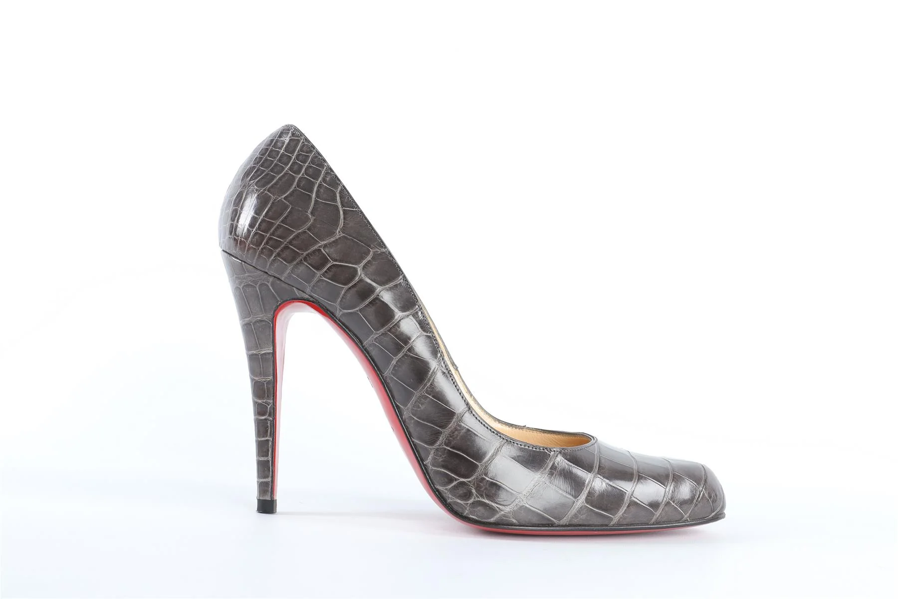 CHRISTIAN LOUBOUTIN GREY LEATHER SNAKESKIN PUMPS EU 39.5 UK 6.5 US 9.5 - Image 2