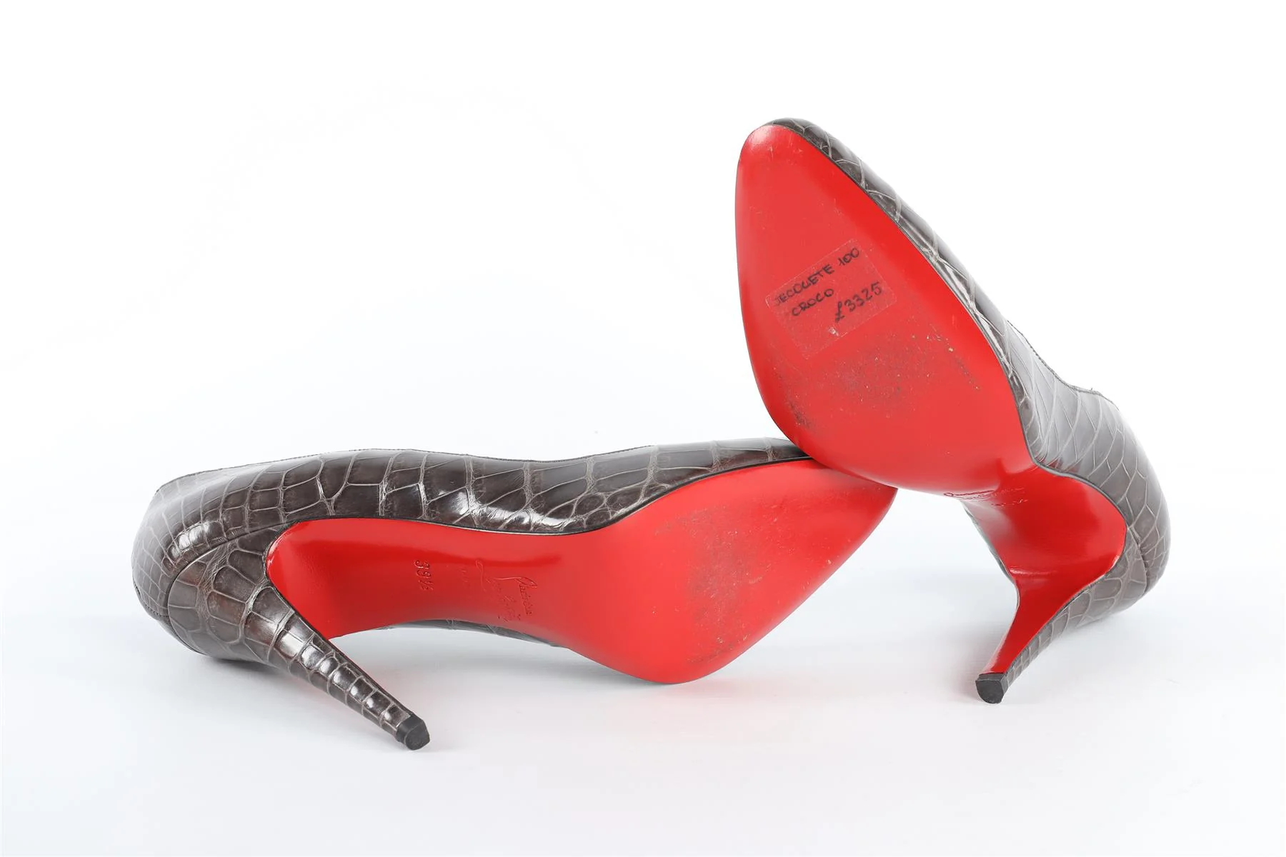 CHRISTIAN LOUBOUTIN GREY LEATHER SNAKESKIN PUMPS EU 39.5 UK 6.5 US 9.5 - Image 6