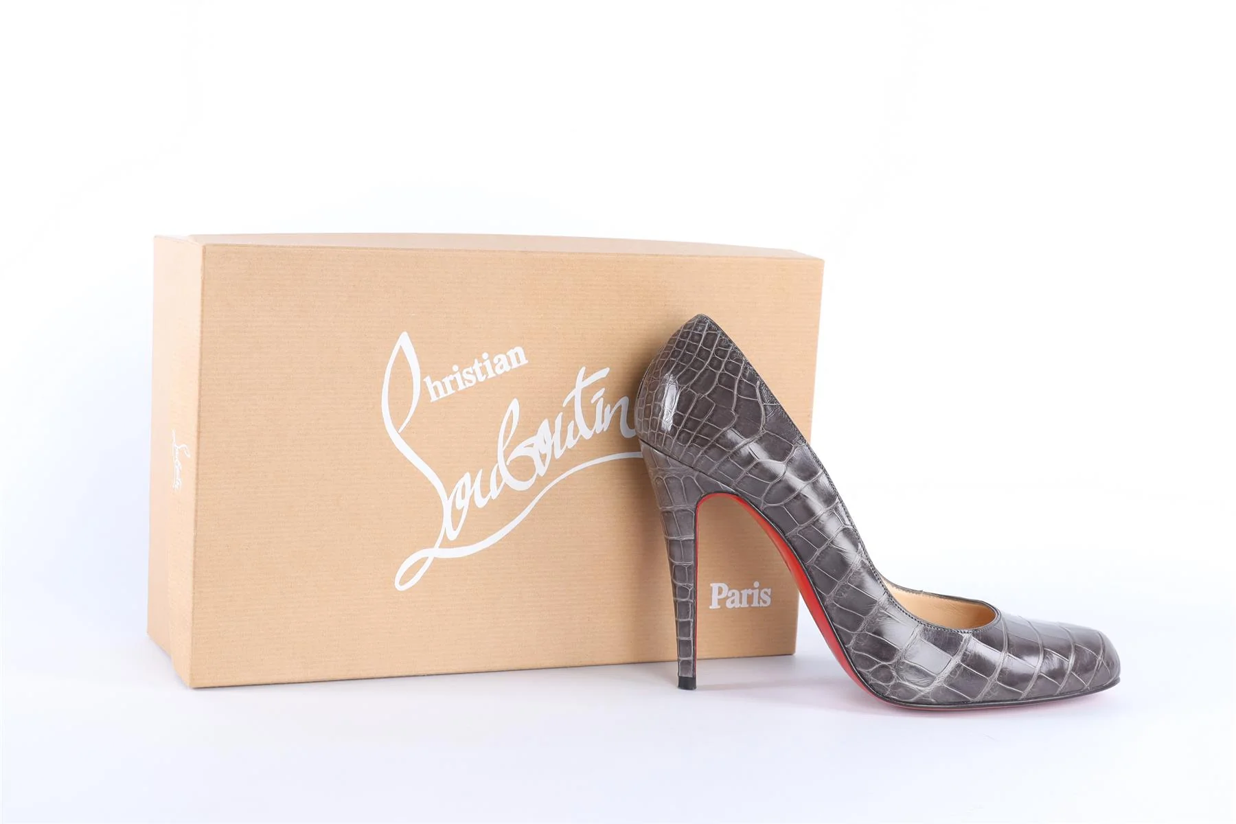 CHRISTIAN LOUBOUTIN GREY LEATHER SNAKESKIN PUMPS EU 39.5 UK 6.5 US 9.5 - Image 7
