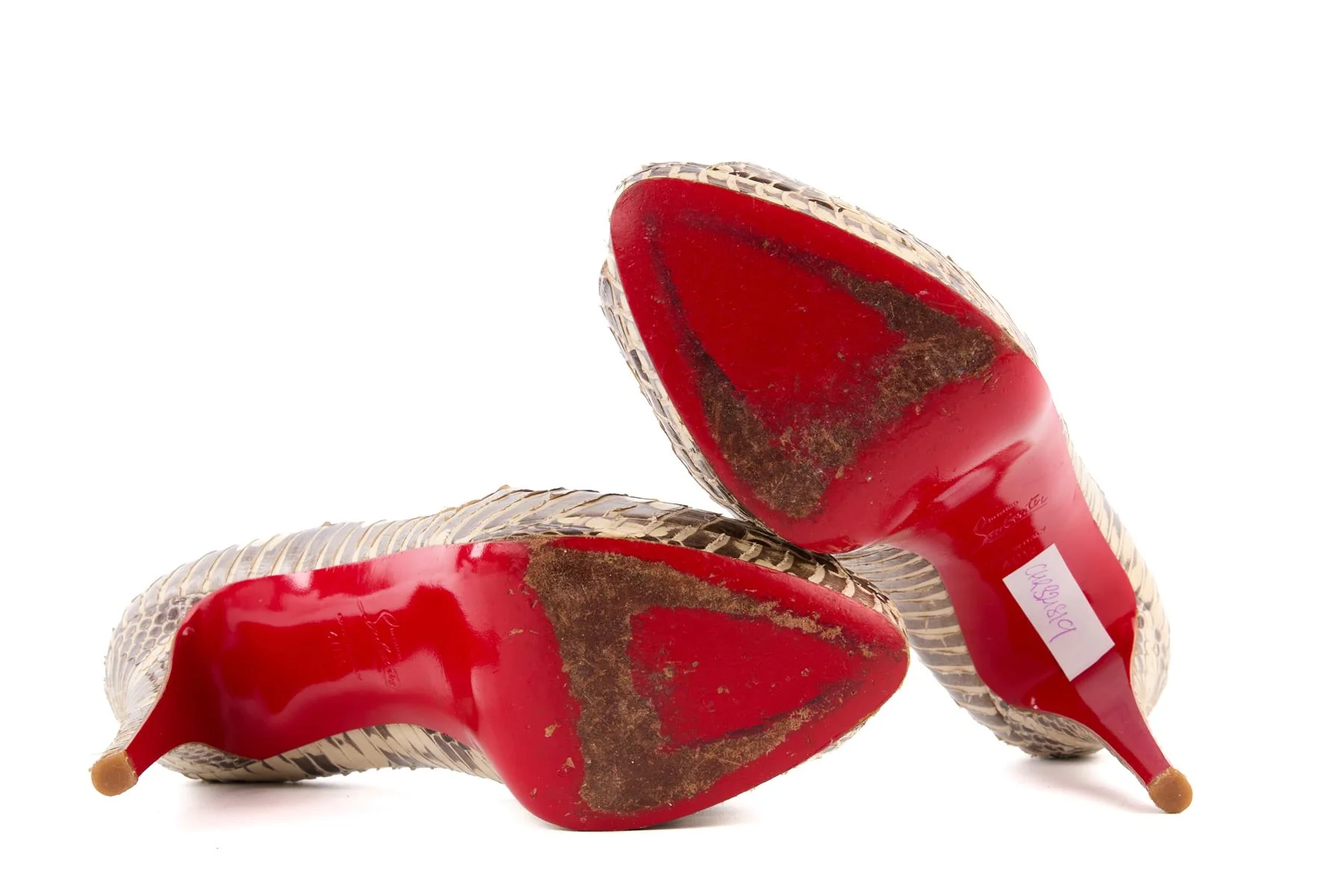 CHRISTIAN LOUBOUTIN GREY SNAKESKIN PUMPS EU 40.5 UK 7.5 US 10.5 - Image 6