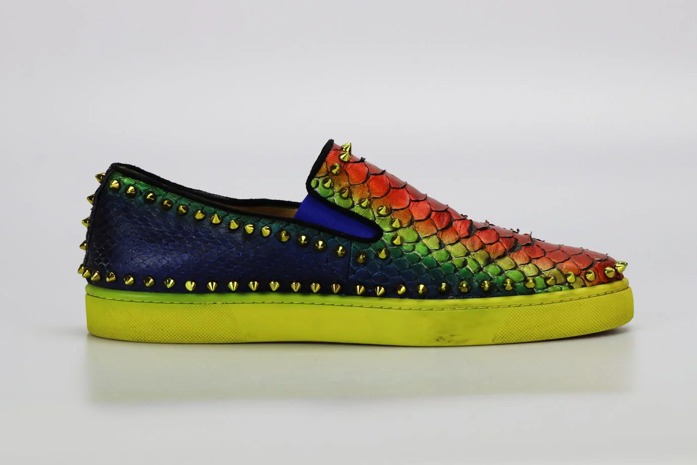 CHRISTIAN LOUBOUTIN MEN'S STUDDED PYTHON SLIP ON SNEAKERS EU 43.5 UK 9.5 US 10.5 - Image 2
