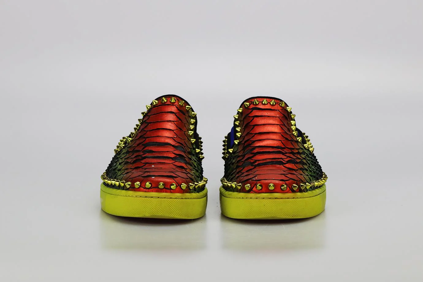 CHRISTIAN LOUBOUTIN MEN'S STUDDED PYTHON SLIP ON SNEAKERS EU 43.5 UK 9.5 US 10.5 - Image 3