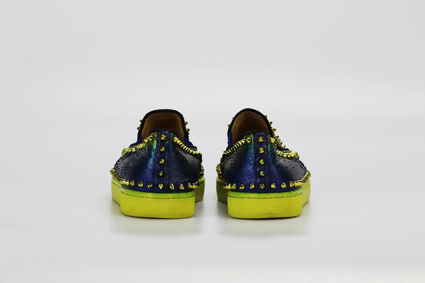 CHRISTIAN LOUBOUTIN MEN'S STUDDED PYTHON SLIP ON SNEAKERS EU 43.5 UK 9.5 US 10.5 - Image 4