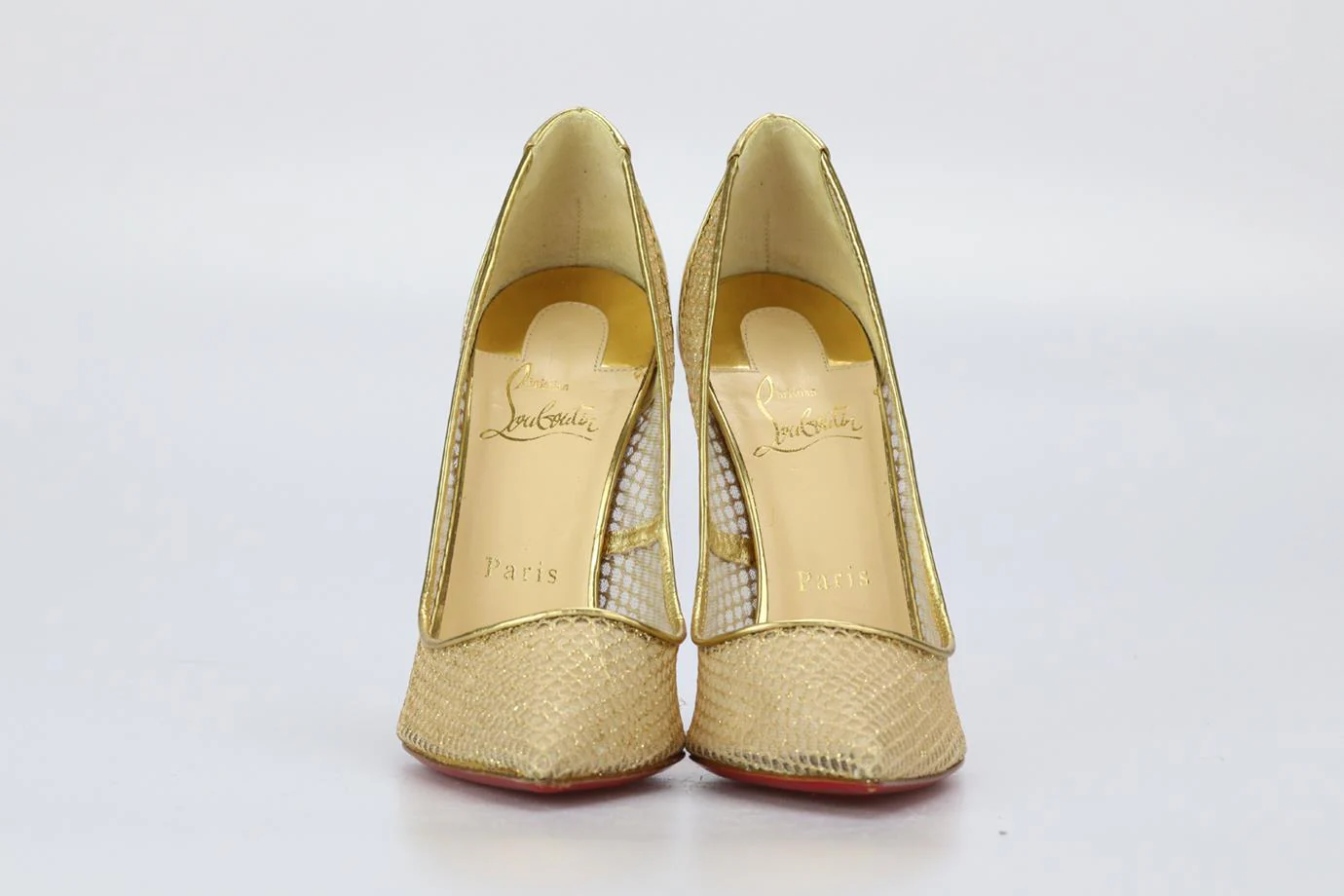 CHRISTIAN LOUBOUTIN MESH AND LEATHER PUMPS EU 38.5 UK 5.5 US 8.5 - Image 3