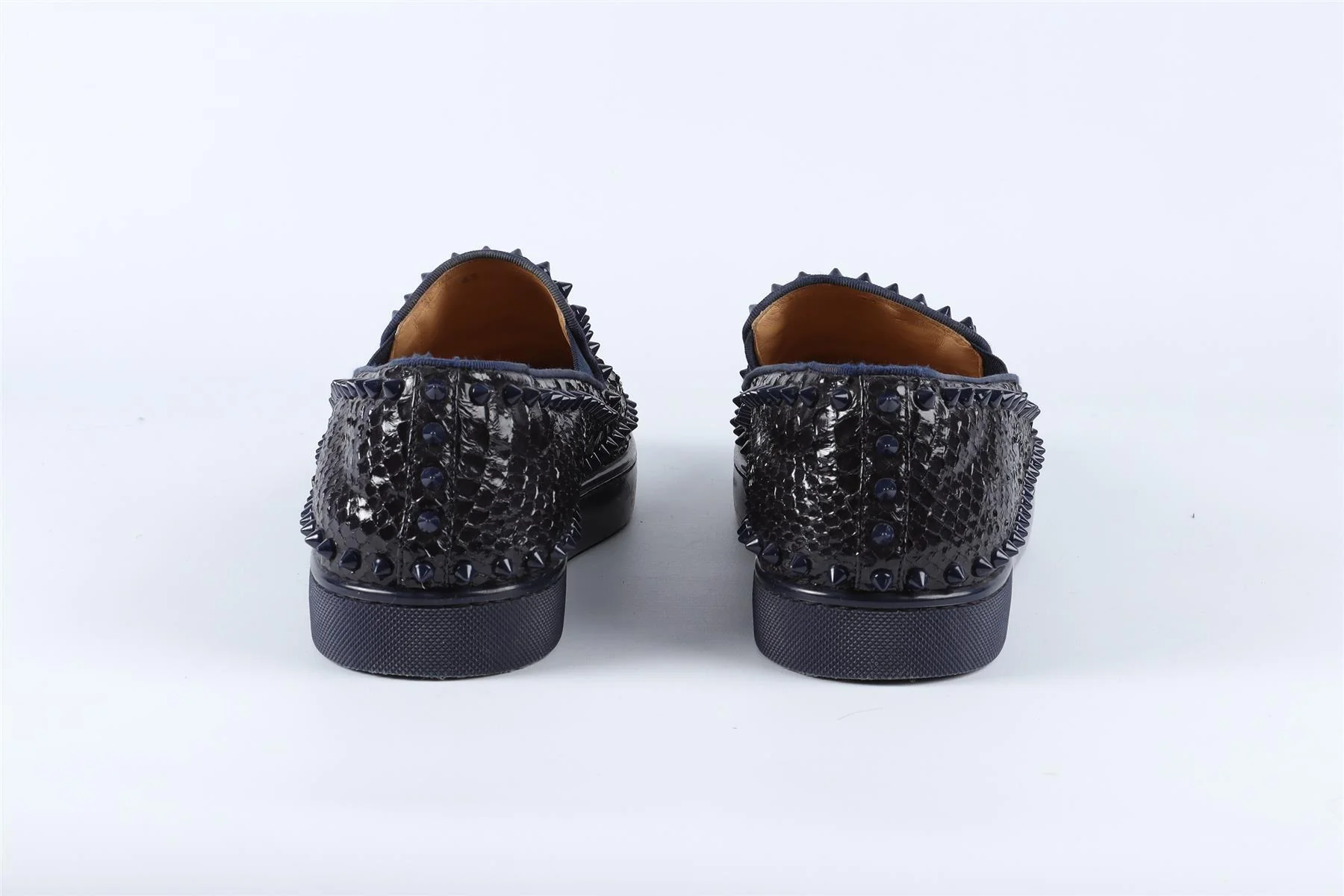 CHRISTIAN LOUBOUTIN NAVY MEN'S SPIKED PYTHON SNEAKERS EU 43 UK 9 US 10 - Image 5