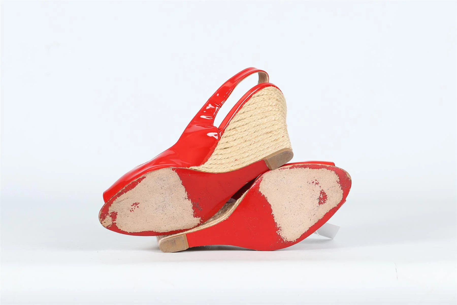 CHRISTIAN LOUBOUTIN PATENT LEATHER WEDGE SANDALS EU 39 UK 6 US 9 - Image 5