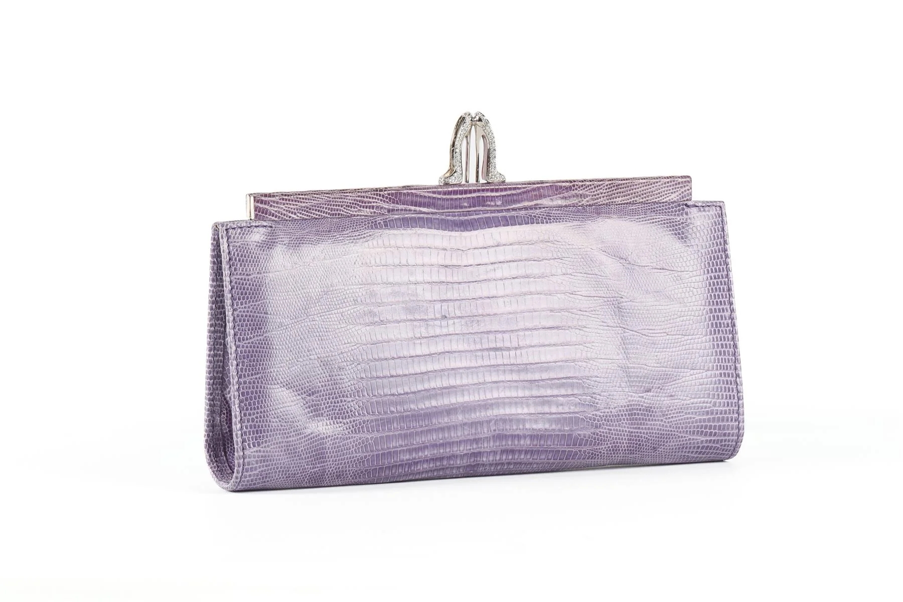 CHRISTIAN LOUBOUTIN PURPLE MISS LOUBI LIZARD CLUTCH - Image 3