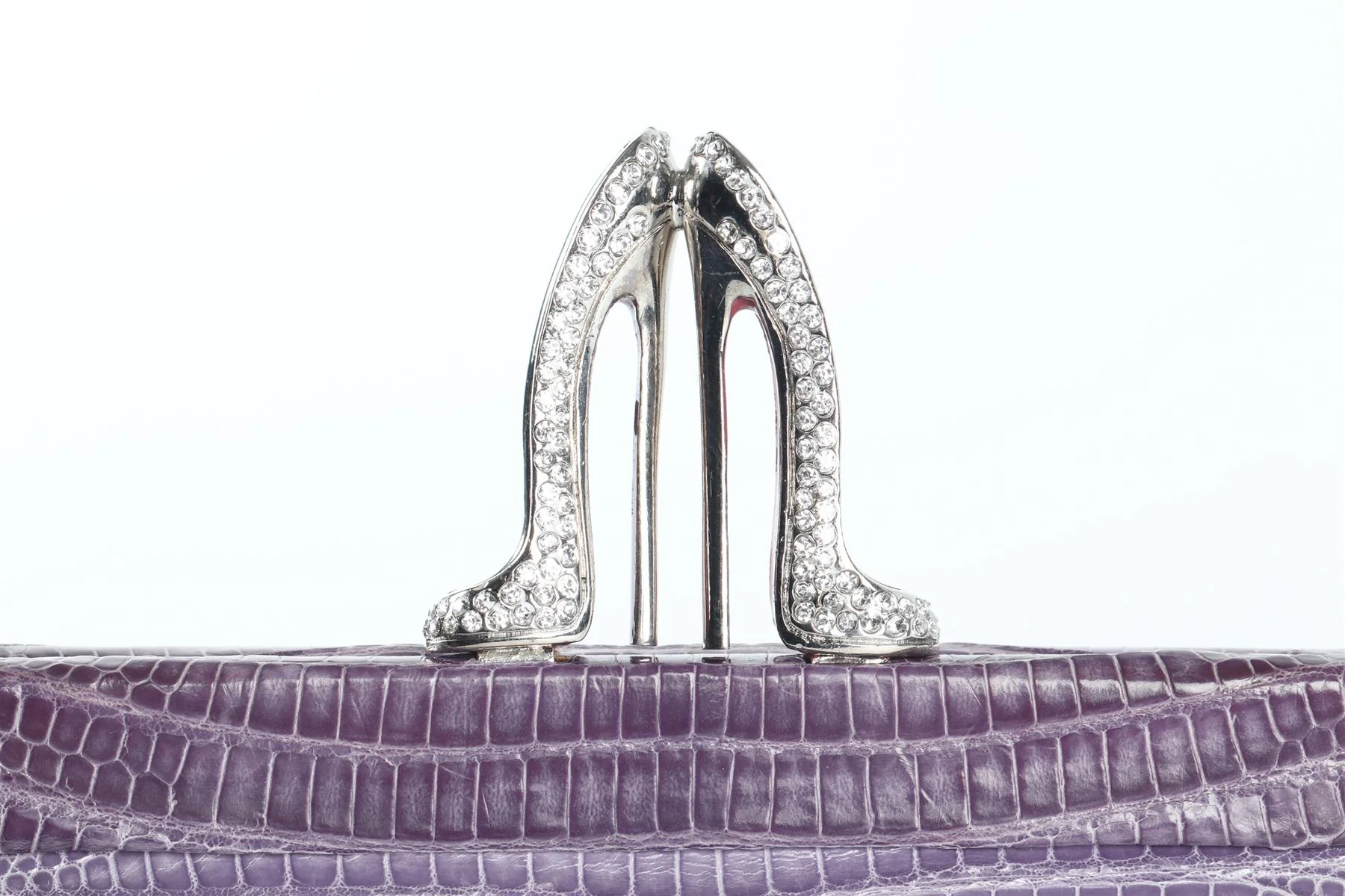 CHRISTIAN LOUBOUTIN PURPLE MISS LOUBI LIZARD CLUTCH - Image 7
