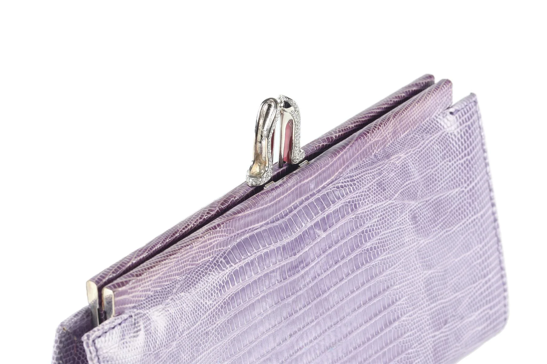 CHRISTIAN LOUBOUTIN PURPLE MISS LOUBI LIZARD CLUTCH - Image 9