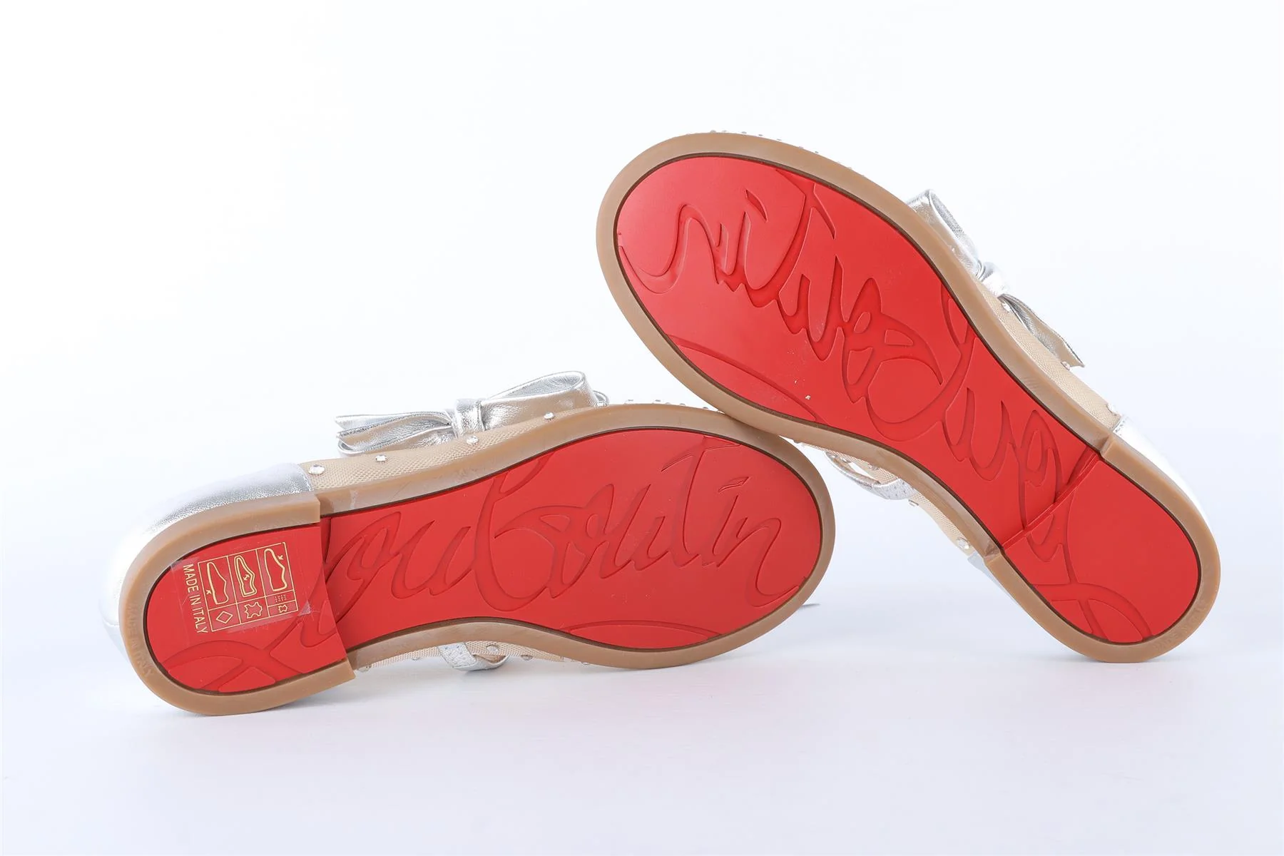 CHRISTIAN LOUBOUTIN SILVER KIDS GIRLS BALLET FLATS EU 28 UK 10 US 11 - Image 6