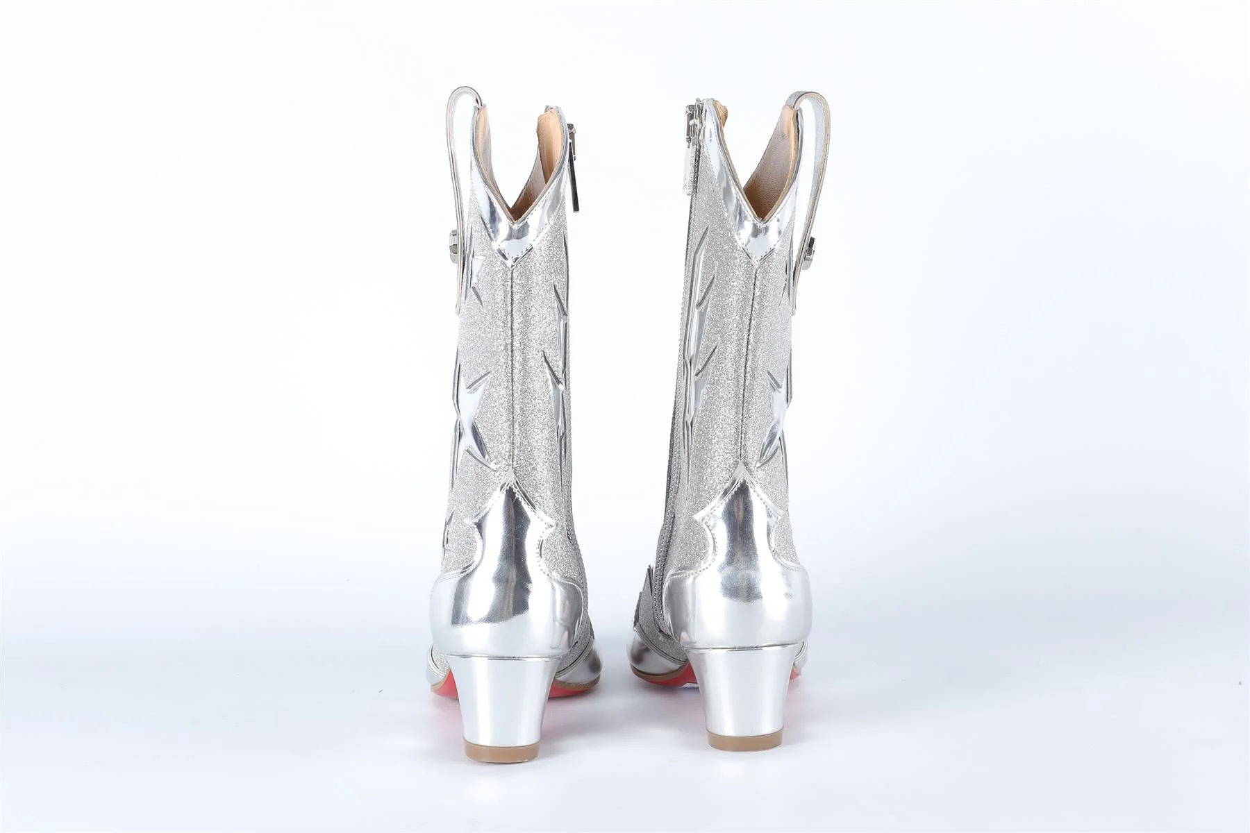 CHRISTIAN LOUBOUTIN SILVER KIDS GIRLS GIDDY BOOTS EU 27 UK 9 US 10 - Image 5