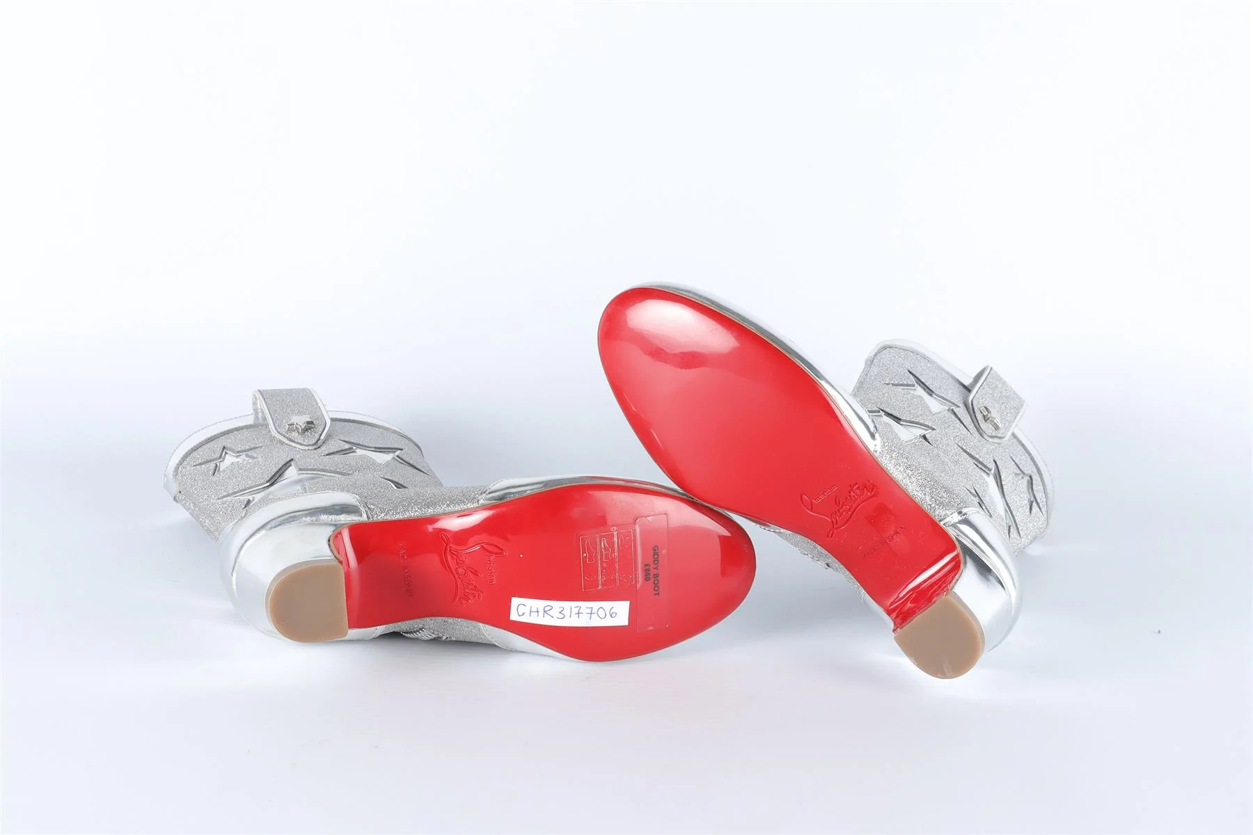 CHRISTIAN LOUBOUTIN SILVER KIDS GIRLS GIDDY BOOTS EU 27 UK 9 US 10 - Image 6