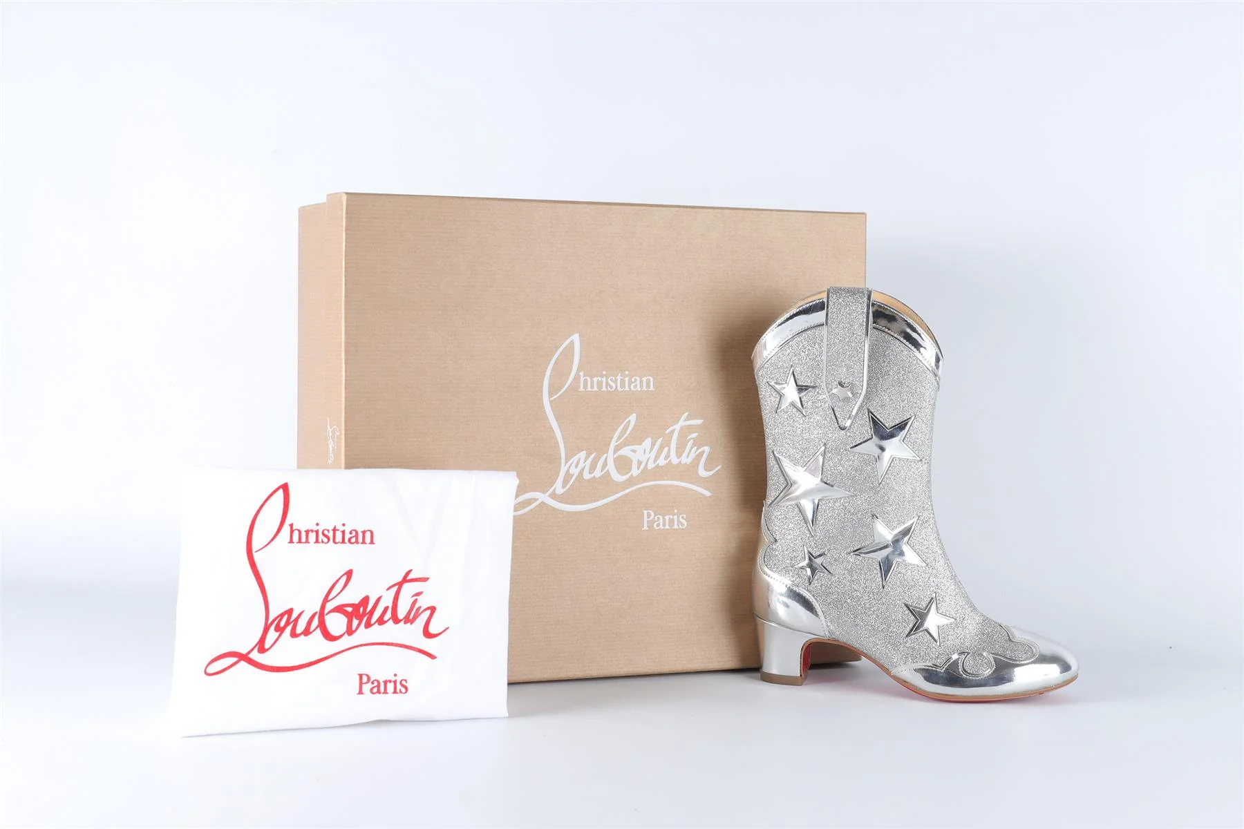 CHRISTIAN LOUBOUTIN SILVER KIDS GIRLS GIDDY BOOTS EU 27 UK 9 US 10 - Image 7