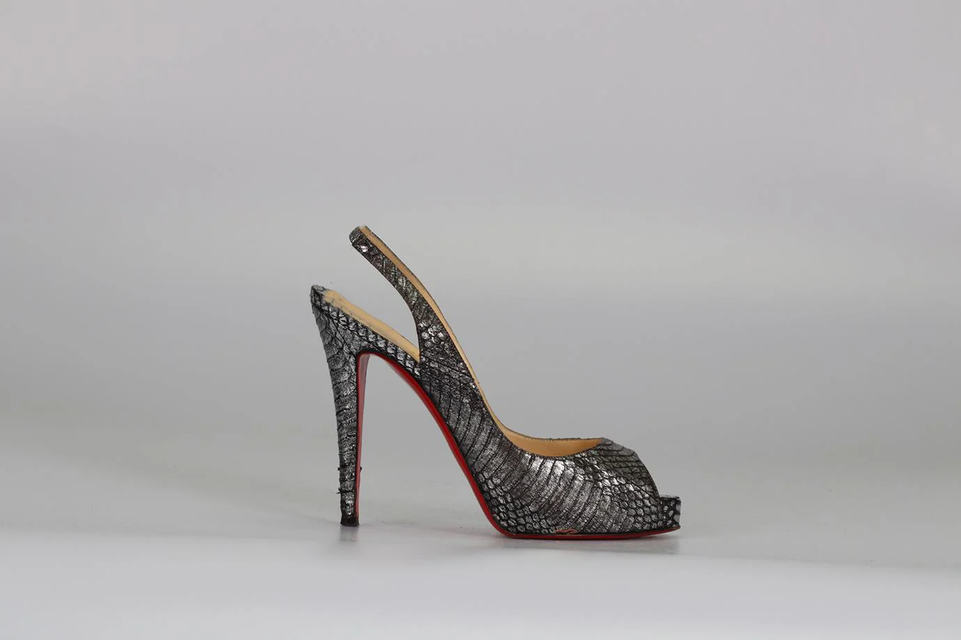 CHRISTIAN LOUBOUTIN SNAKESKIN SLINGBACK PUMPS EU 38 UK 5 US 8 - Image 2