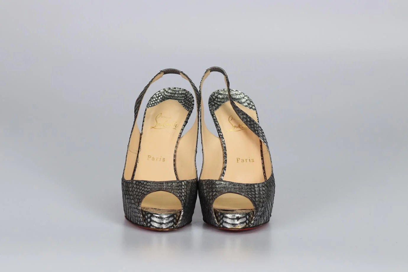 CHRISTIAN LOUBOUTIN SNAKESKIN SLINGBACK PUMPS EU 38 UK 5 US 8 - Image 3