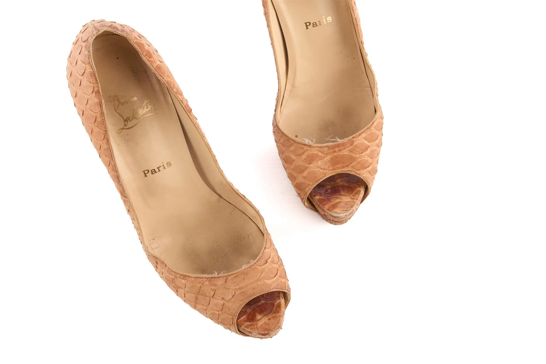 CHRISTIAN LOUBOUTIN TAN SNAKESKIN PLATFORM PUMPS EU 40 UK 7 US 10 - Image 4