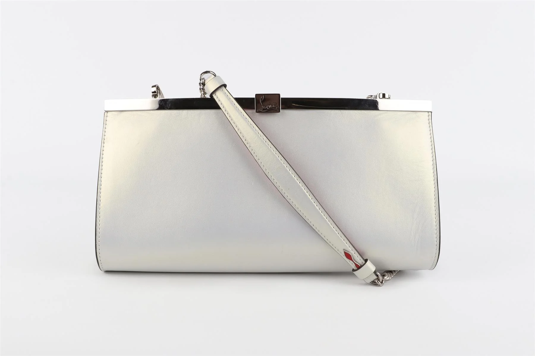 CHRISTIAN LOUBOUTIN WHITE PALMETTE MEDIUM LEATHER CLUTCH - Image 2