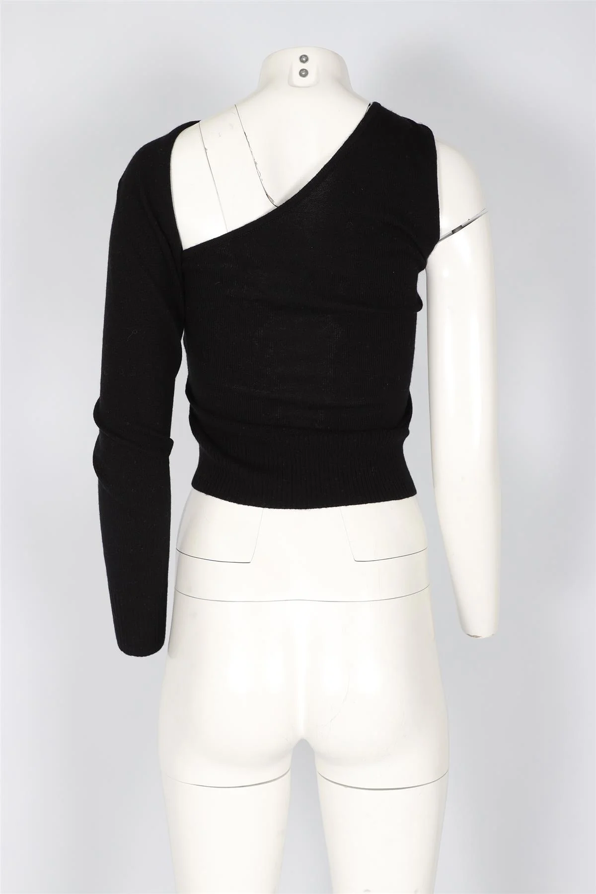 CHRISTOPHER ESBER BLACK WOOL ONE SHOULD TOP X-SMALL - Image 4