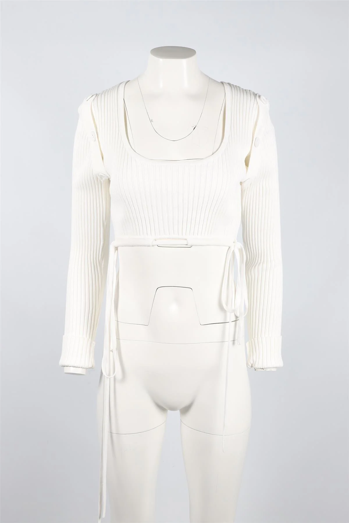 CHRISTOPHER ESBER WHITE CROPPED KNIT TOP XSMALL - Image 2