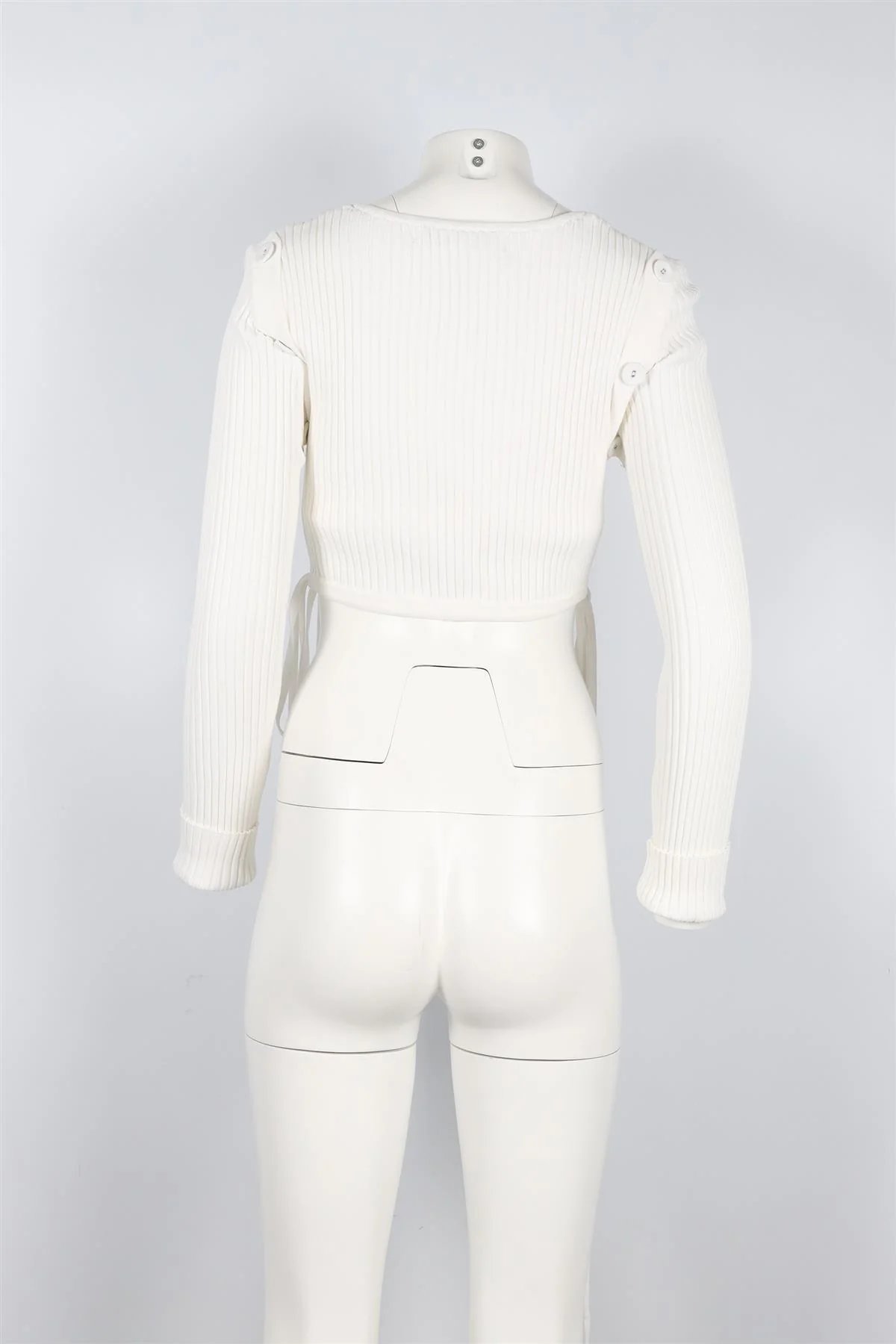 CHRISTOPHER ESBER WHITE CROPPED KNIT TOP XSMALL - Image 4