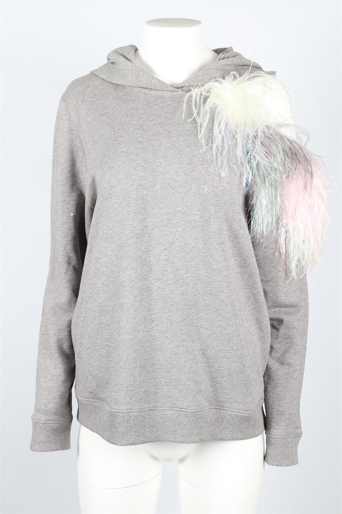 CHRISTOPHER KANE GREY FEATHER AND COTTON HOODIE SMALL - Image 2