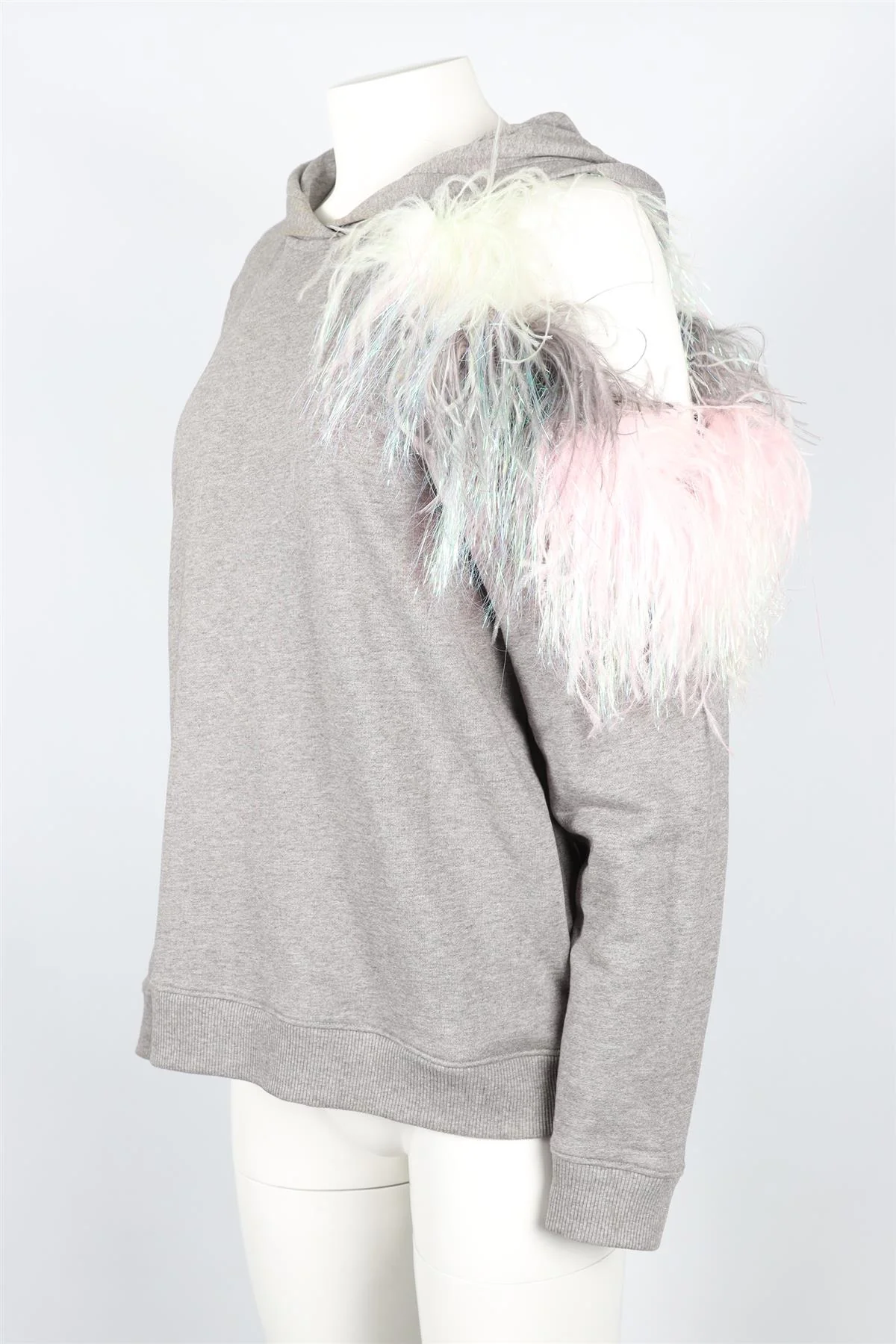CHRISTOPHER KANE GREY FEATHER AND COTTON HOODIE SMALL - Image 3