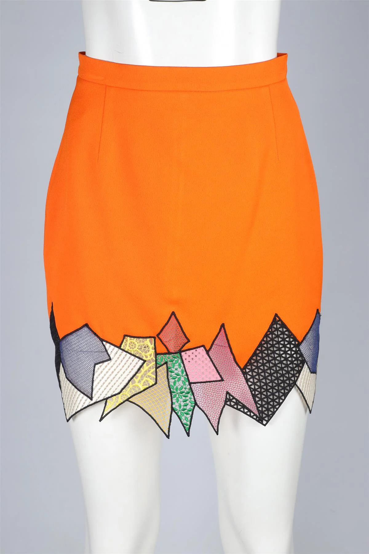 CHRISTOPHER KANE ORANGE CREPE MINI SKIRT UK 8 - Image 2