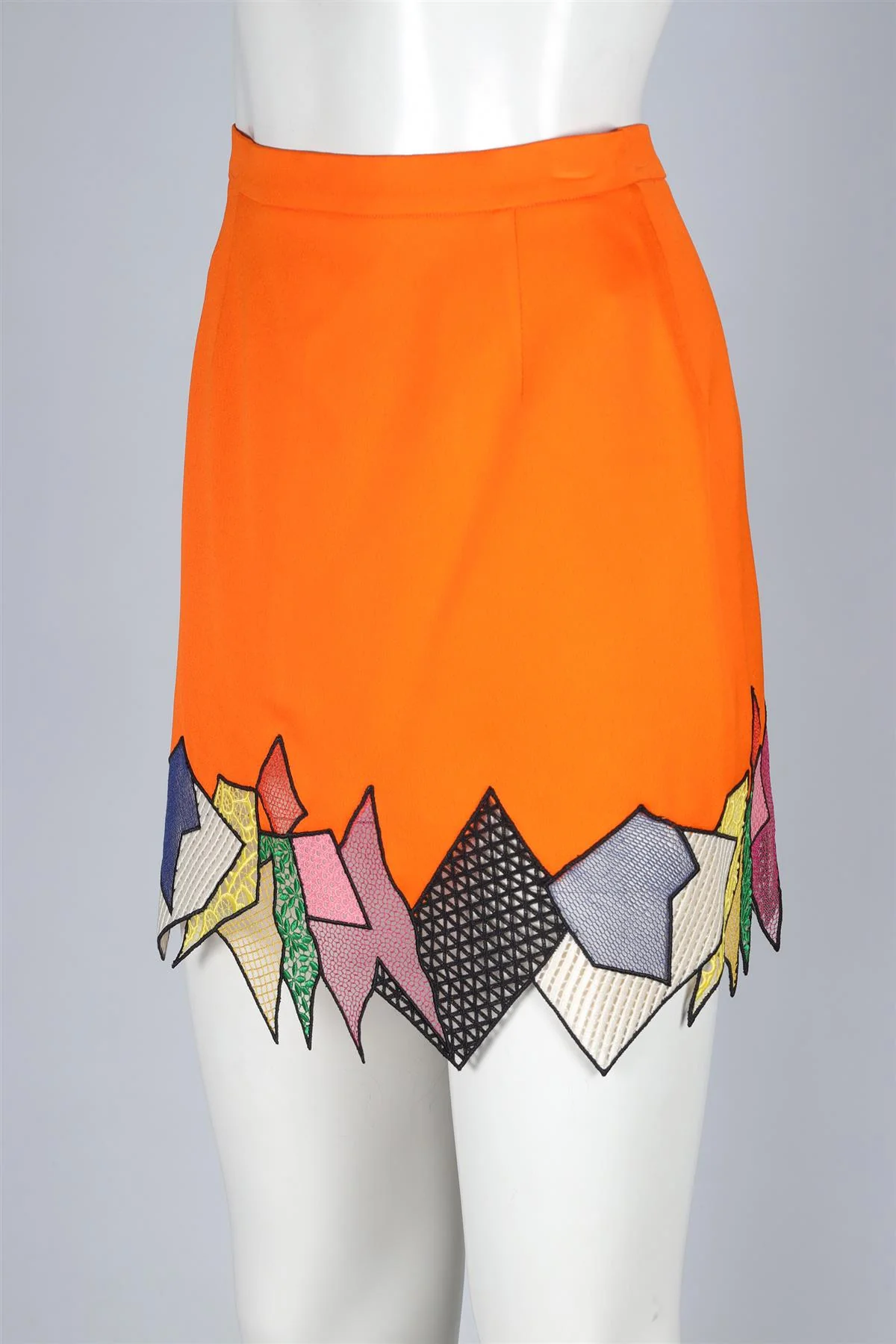 CHRISTOPHER KANE ORANGE CREPE MINI SKIRT UK 8 - Image 3