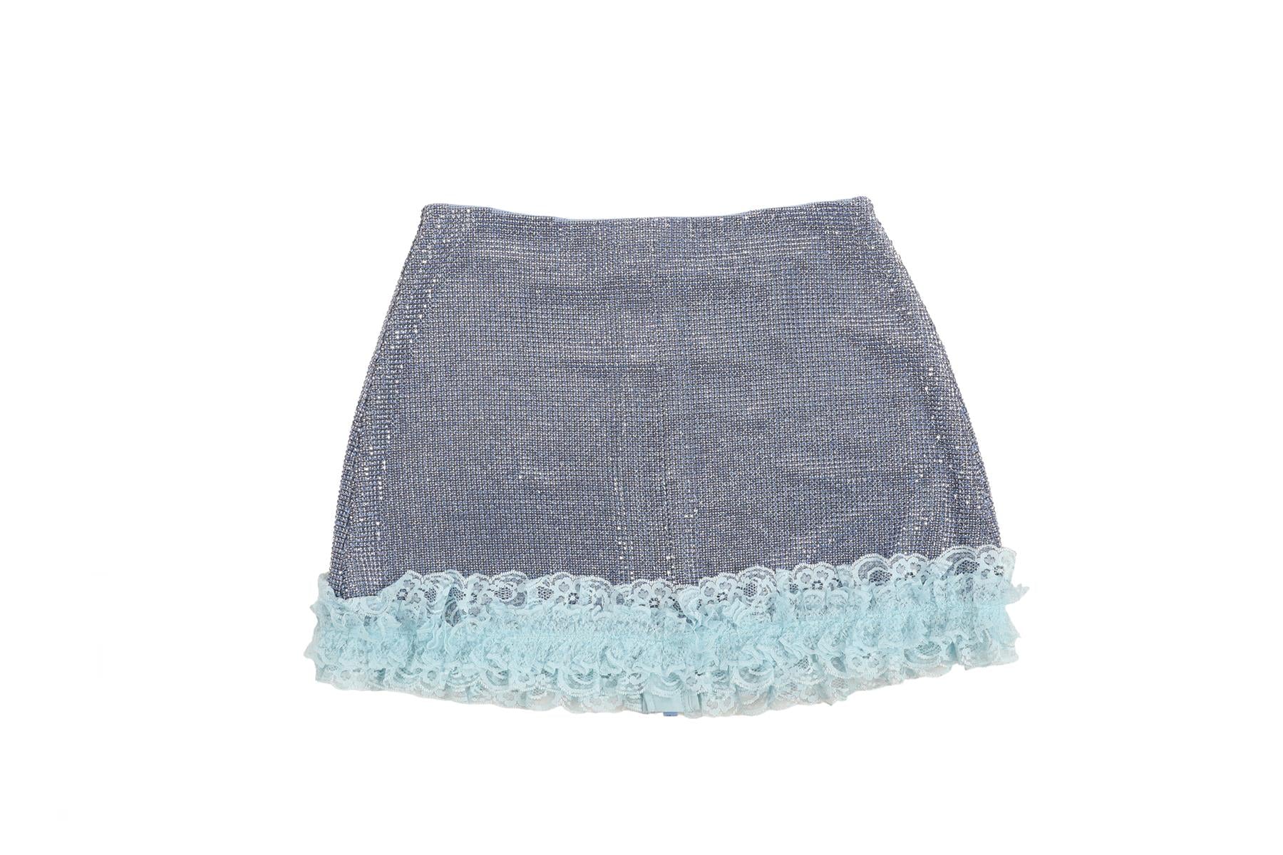 CHRISTOPHER KANE + SELF-PORTRAIT BLUE CRYSTAL MINI SKIRT UK 6 - Image 2
