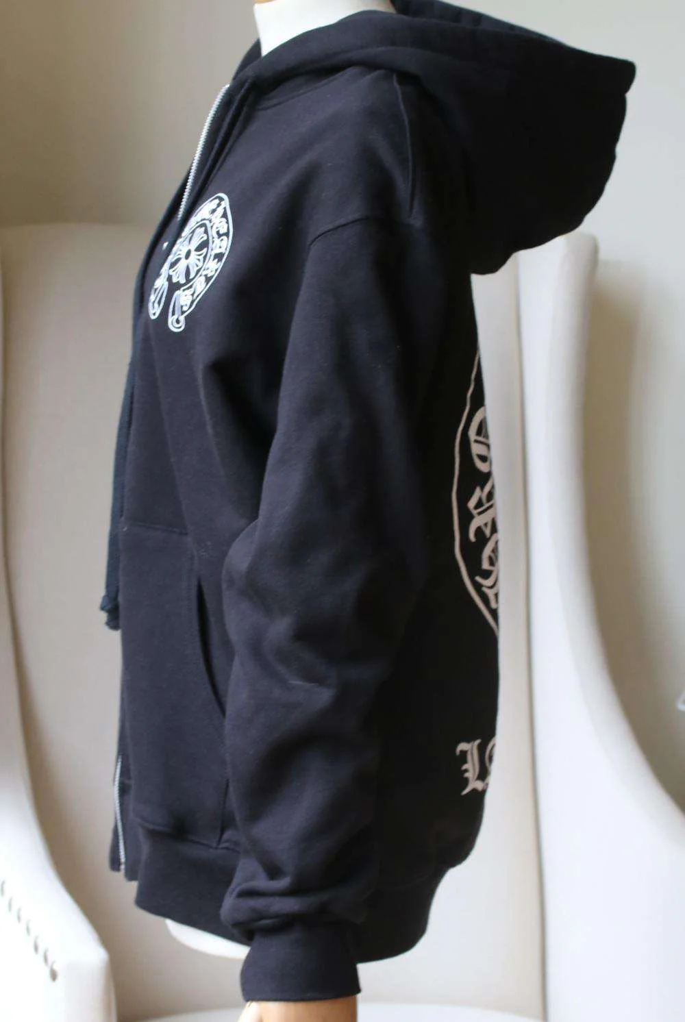 CHROME HEARTS PRINTED COTTON JERSEY HOODED SWEATSHIRT MEDIUM - Image 2