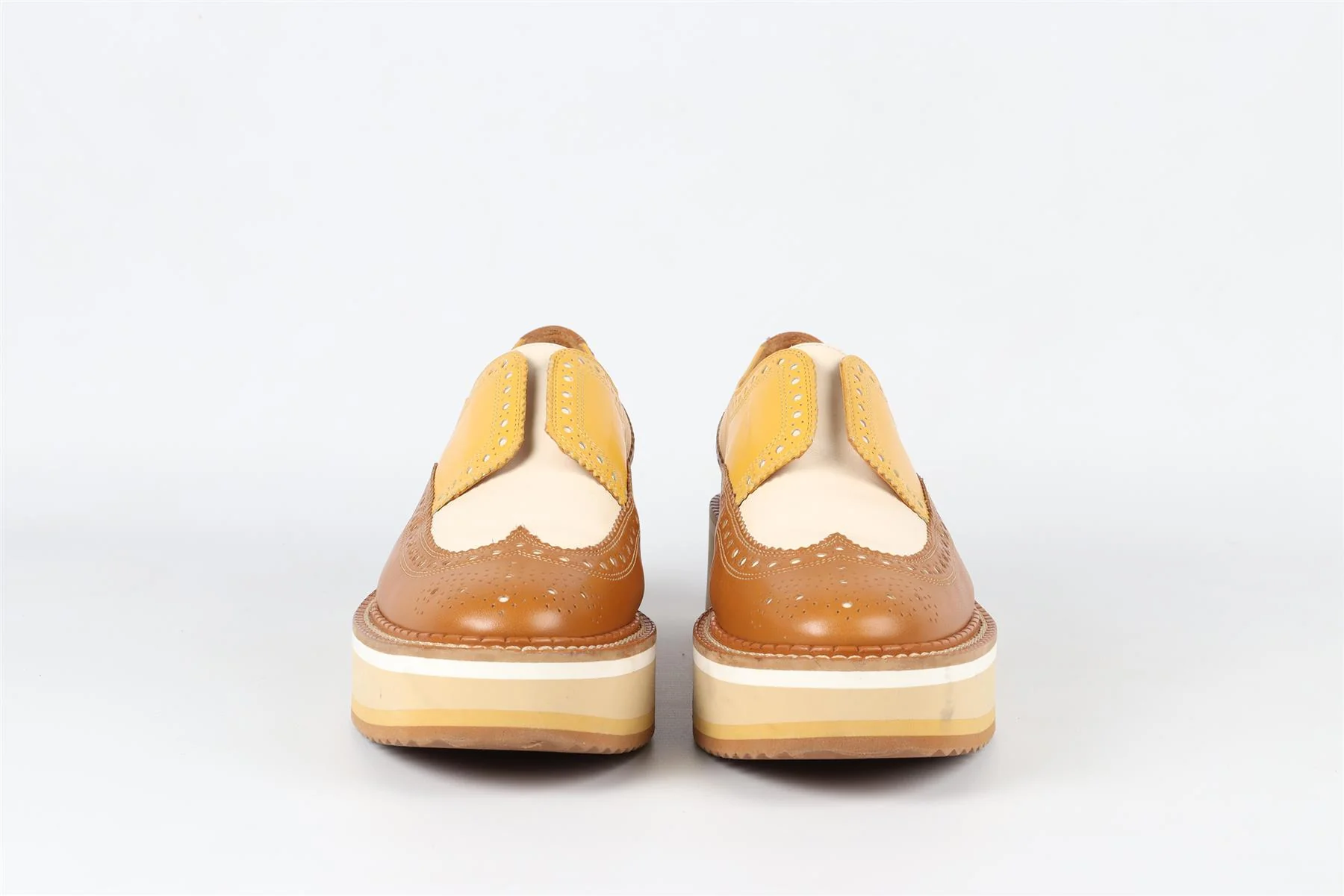 CLERGERIE TAN LEATHER PLATFORM LOAFERS EU 38.5 UK 5.5 US 8.5 - Image 3
