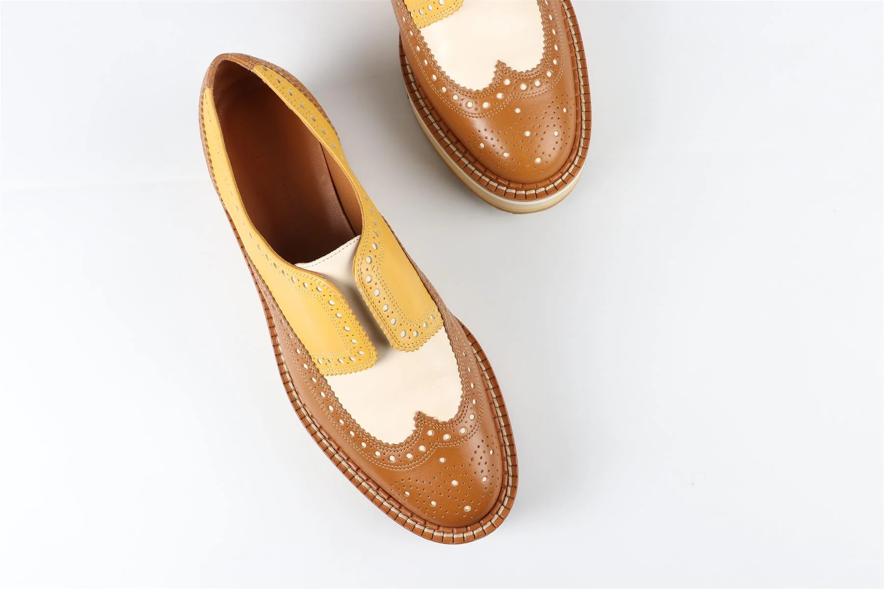 CLERGERIE TAN LEATHER PLATFORM LOAFERS EU 38.5 UK 5.5 US 8.5 - Image 4