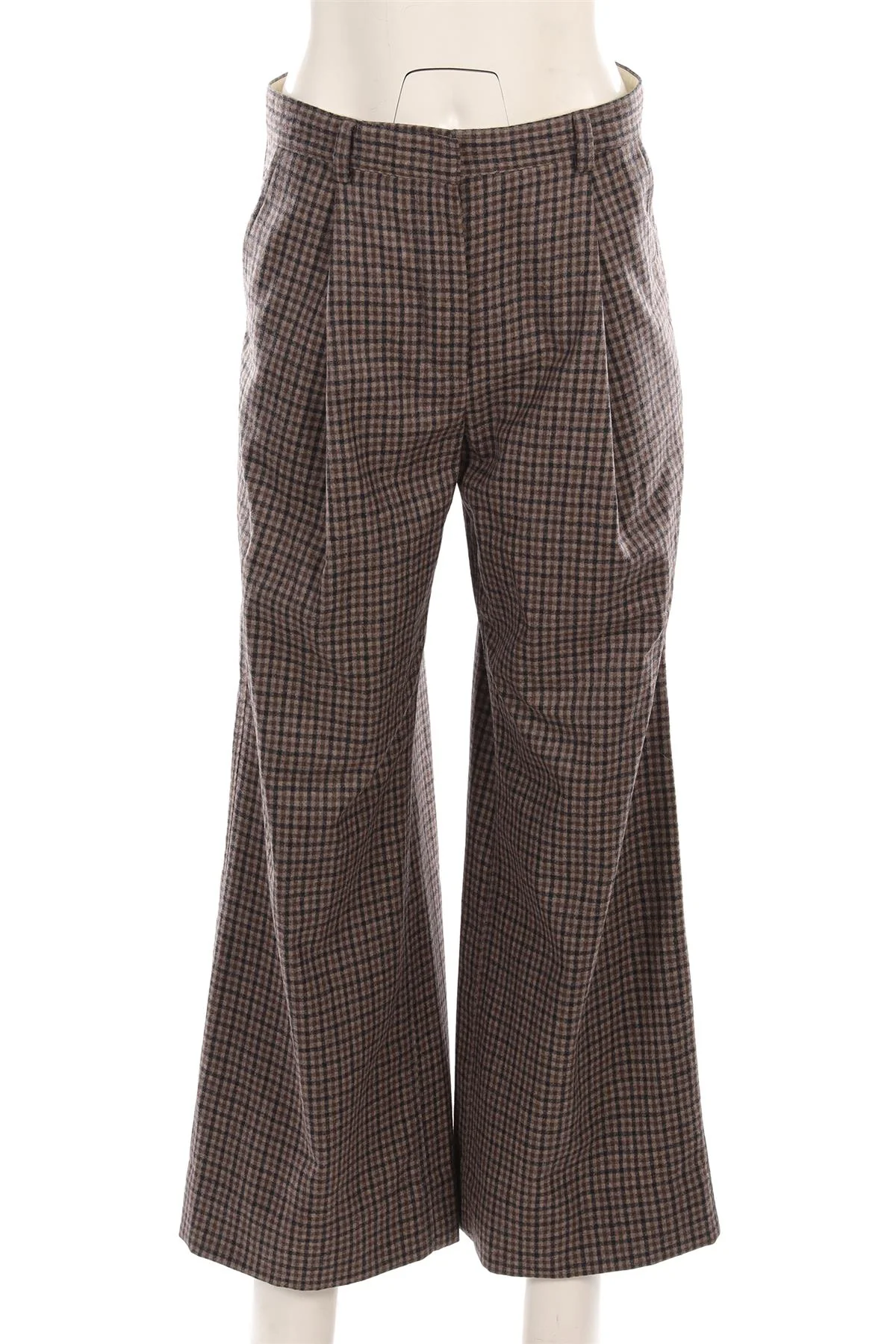 CLOTH.WORK BROWN WOOL WIDE LEG PANTS UK 8-10 - Image 2