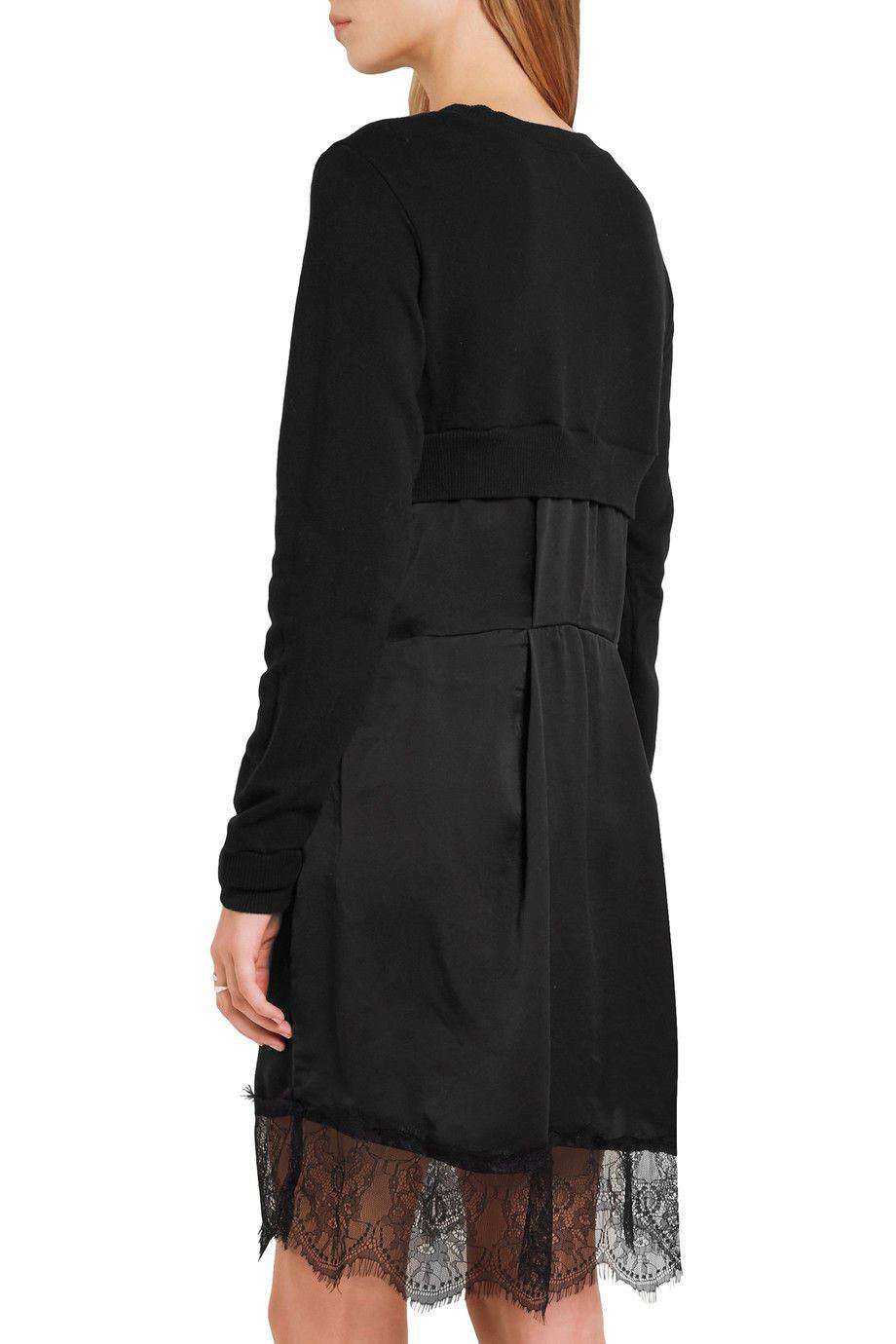 CLU LACE-TRIMMED COTTON-JERSEY AND WASHED-SILK DRESS SMALL - Image 5