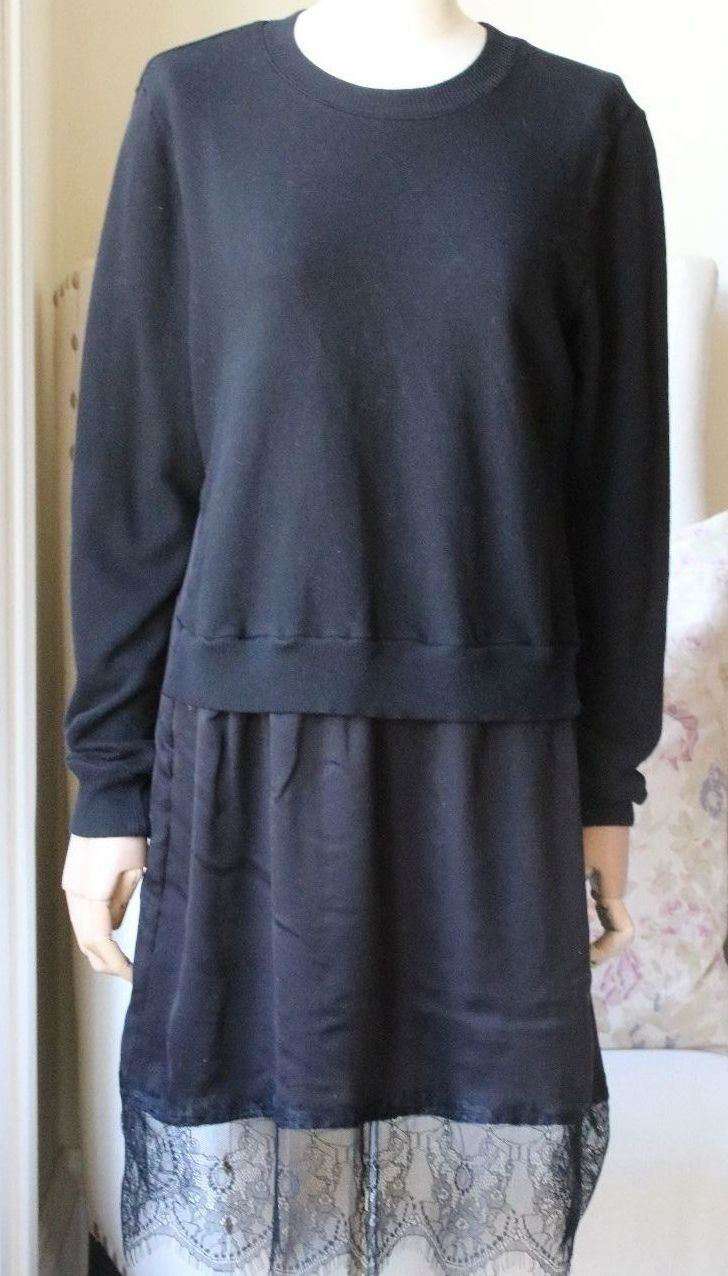 CLU LACE-TRIMMED COTTON-JERSEY AND WASHED-SILK DRESS SMALL - Image 8