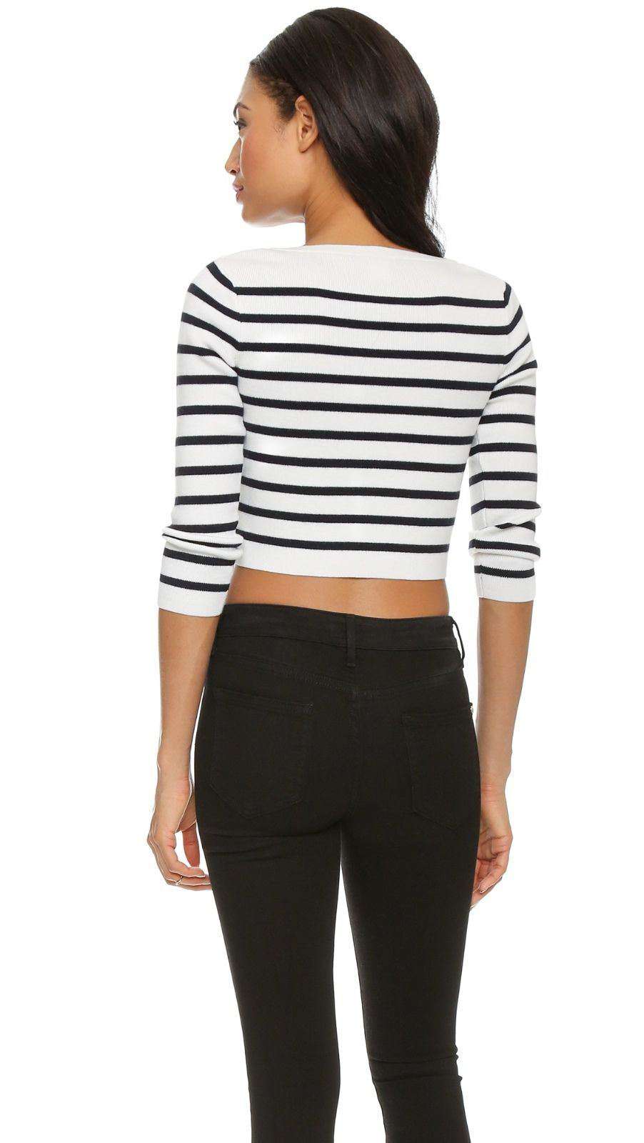 CLUB MONACO LIZETH CROPPED STRIPE SWEATER XSMALL - Image 3