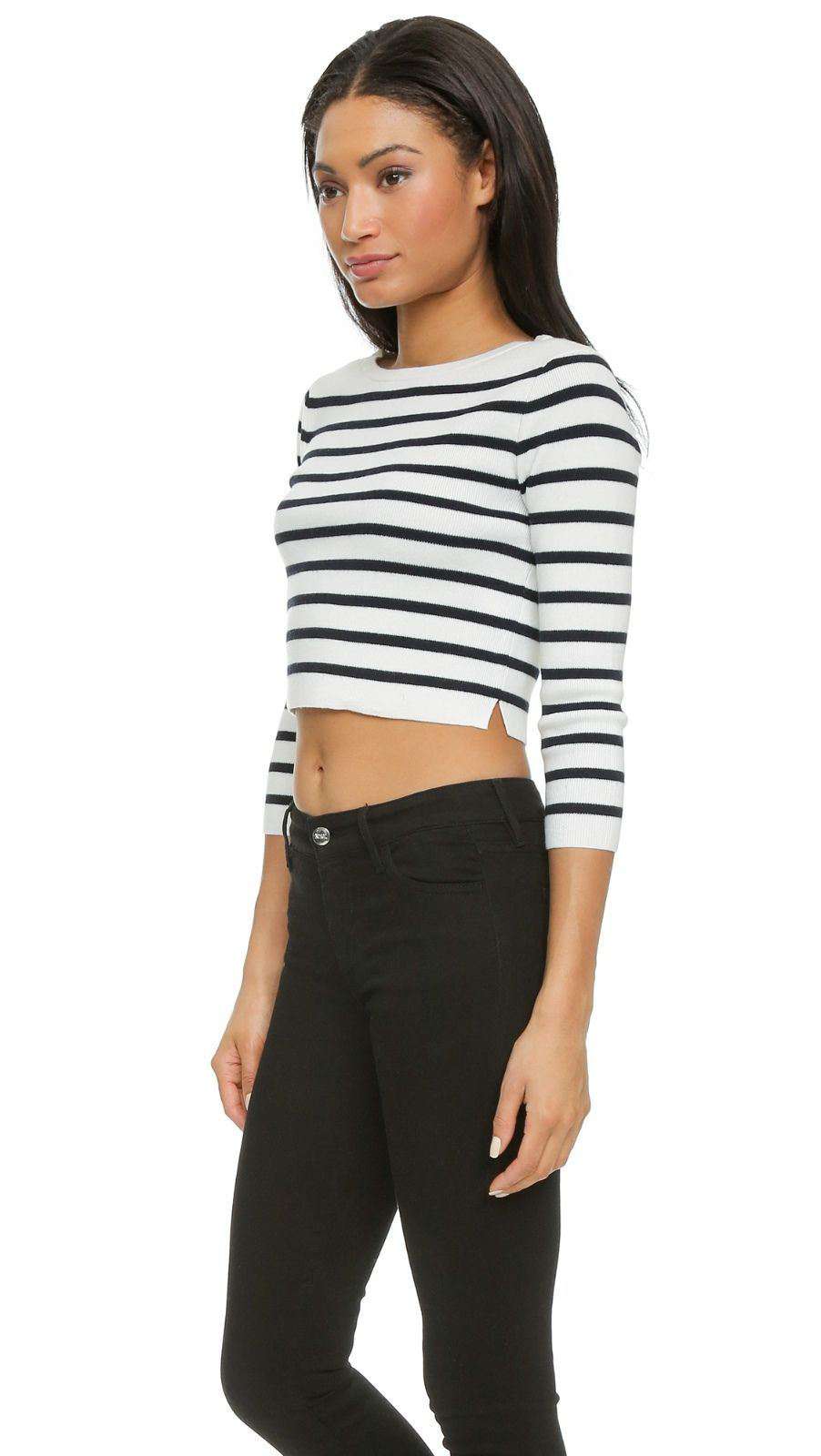 CLUB MONACO LIZETH CROPPED STRIPE SWEATER XSMALL - Image 8