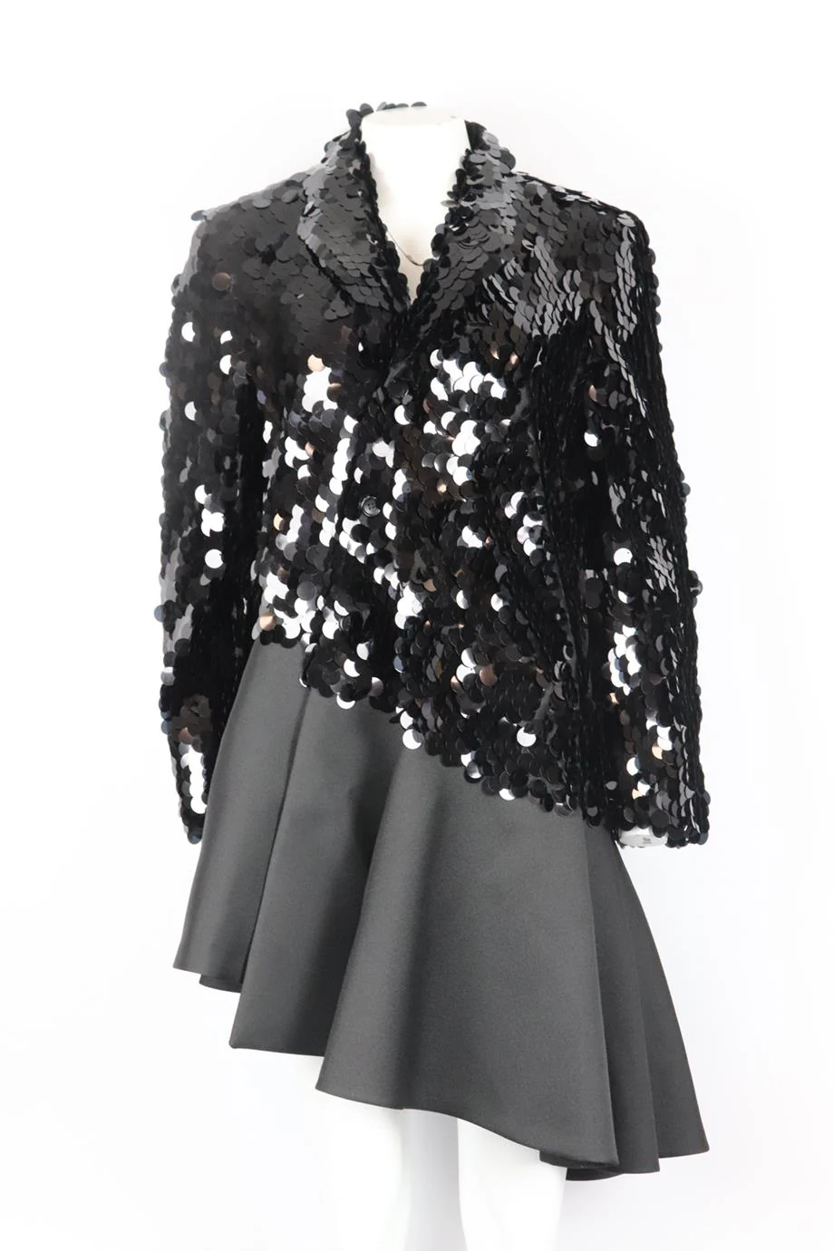 COMME DES GARÇONS ASYMMETRIC SEQUINED CHIFFON COAT MEDIUM - Image 2