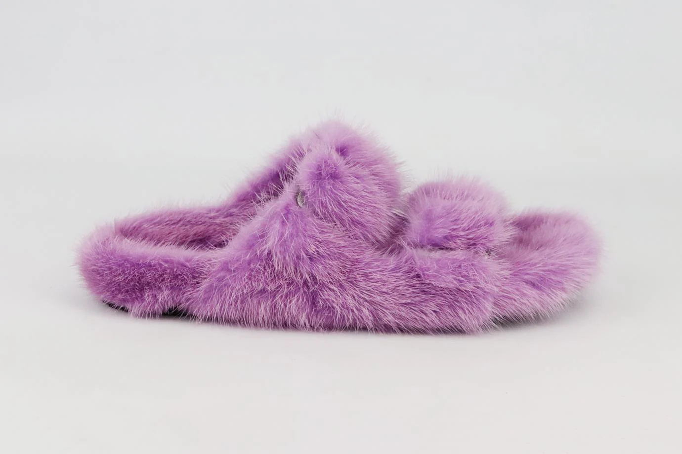 CONFETTI MINK FUR AND LEATHER SLIDES EU 38 UK 5 US 8 - Image 2