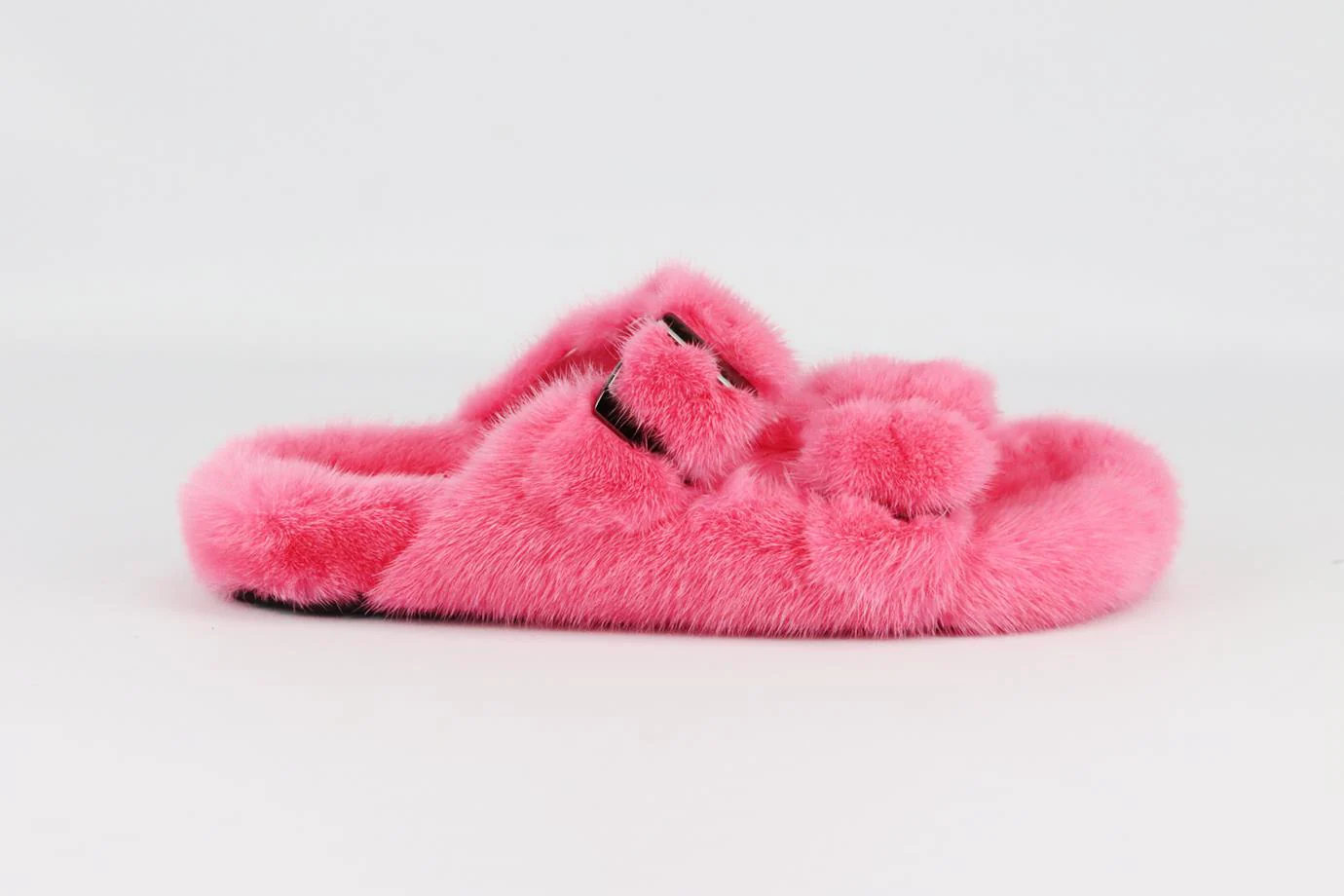 CONFETTI MINK FUR AND LEATHER SLIDES EU 38 UK 5 US 8 - Image 2