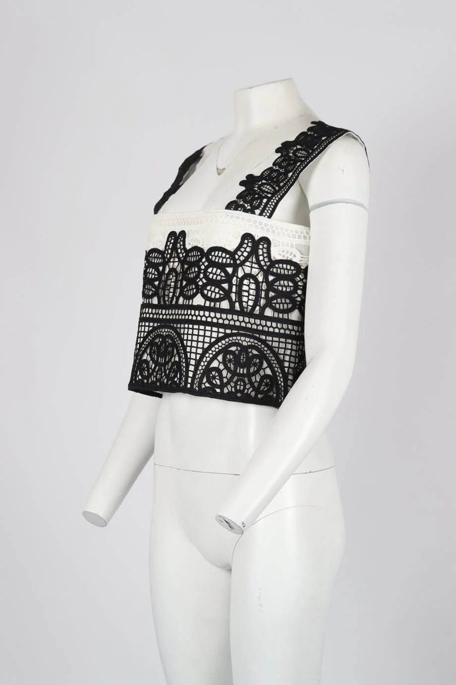 COSTARELLOS CROPPED CROCHET KNIT TOP FR 40 UK 12 - Image 3
