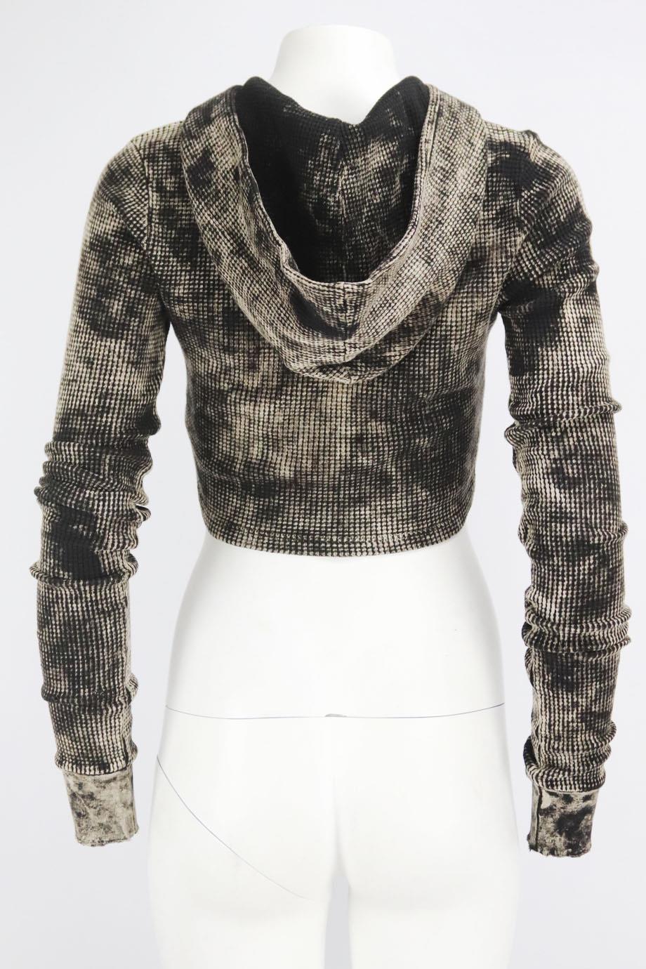 COTTON CITIZEN CROPPED DISTRESSED WAFFLE KNIT COTTON HOODIE XSMALL - Image 4
