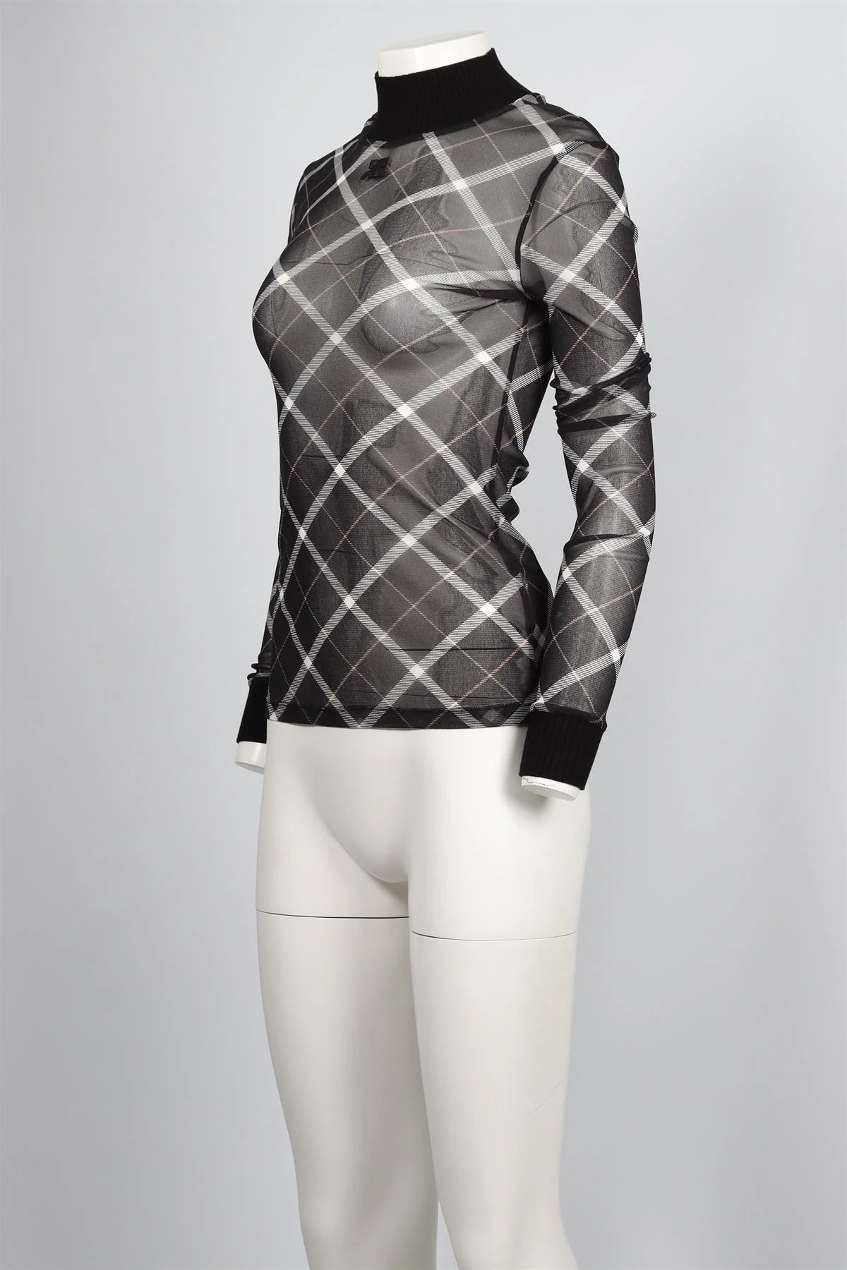 COURRÈGES BLACK MESH TURTLENECK TOP UK 12 - Image 3